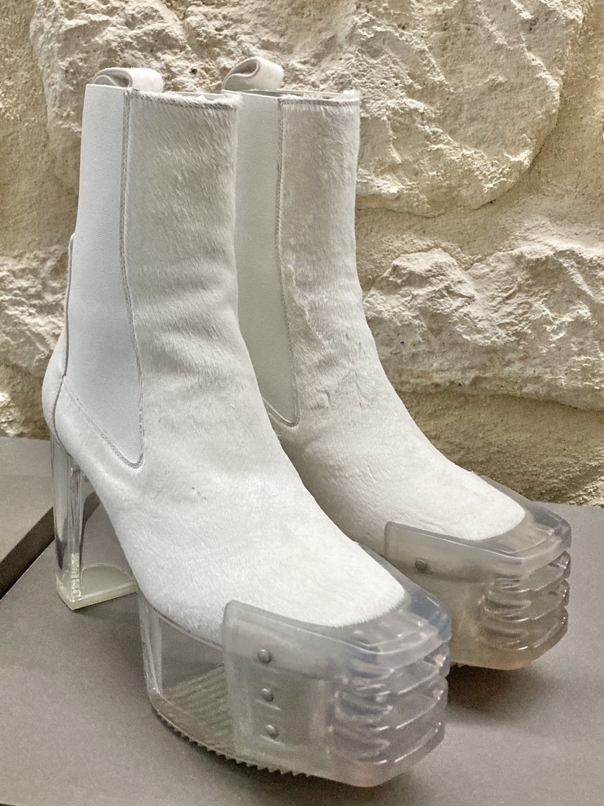 Rick Owens NEVER WORN/ Rick Owens Chalk White Grill Kiss Boots Size US 9 / EU 42 - 1 Thumbnail