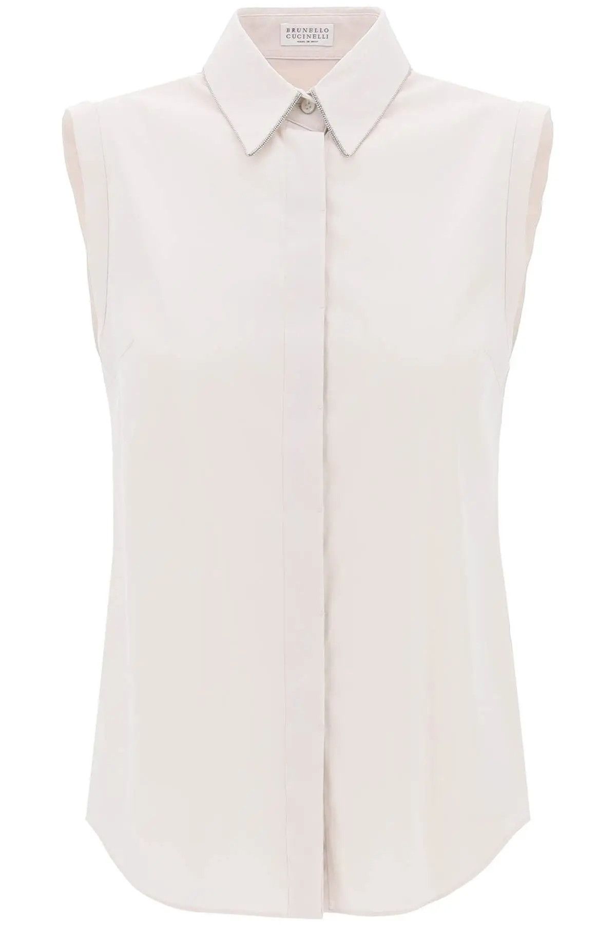 image of Brunello Cucinelli O1S22I1N0424 Sleeveless Shirt In White, Women's (Size XS)