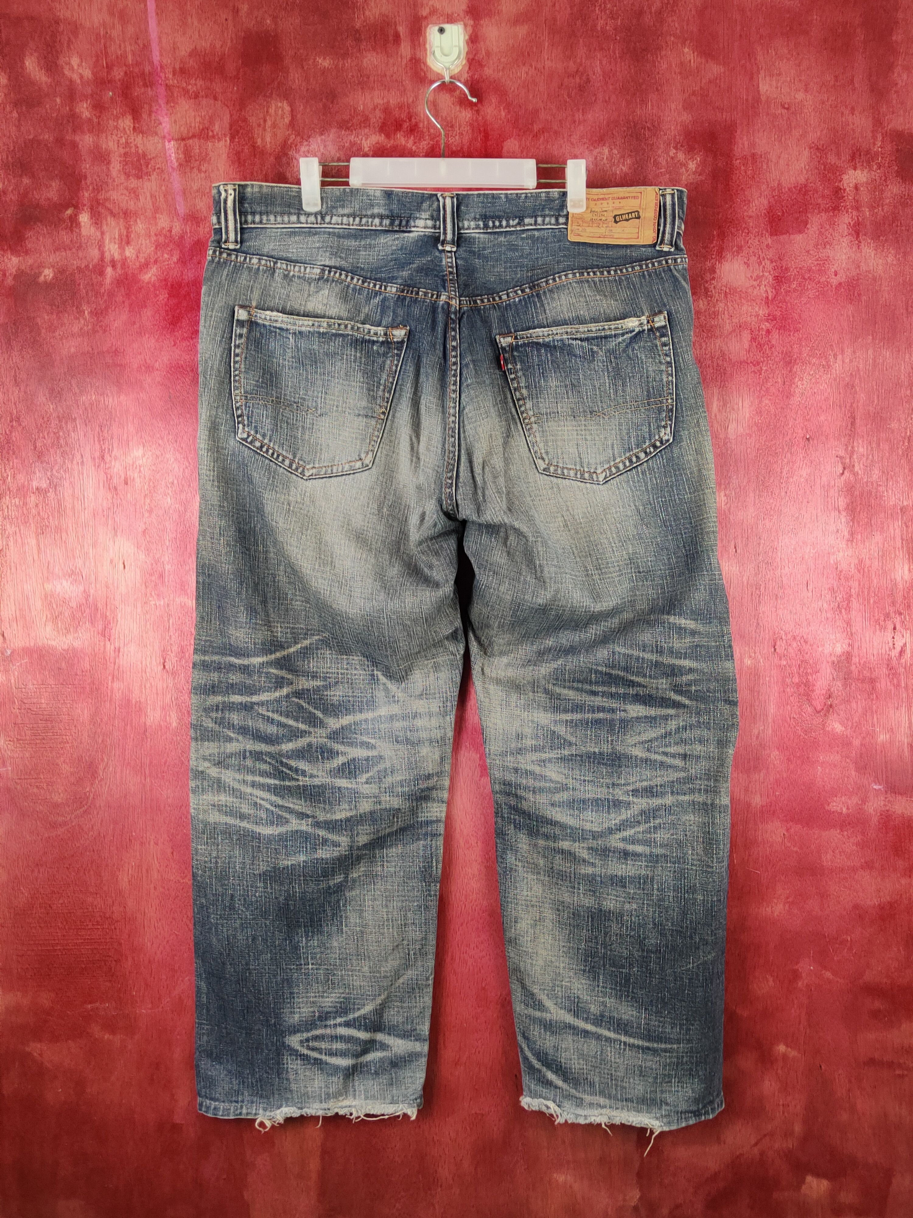 Japanese Brand GLHeart Dark Blue Faded Distressed Ripped Jeans #S2248 Size US 40 / EU 56 - 7 Thumbnail