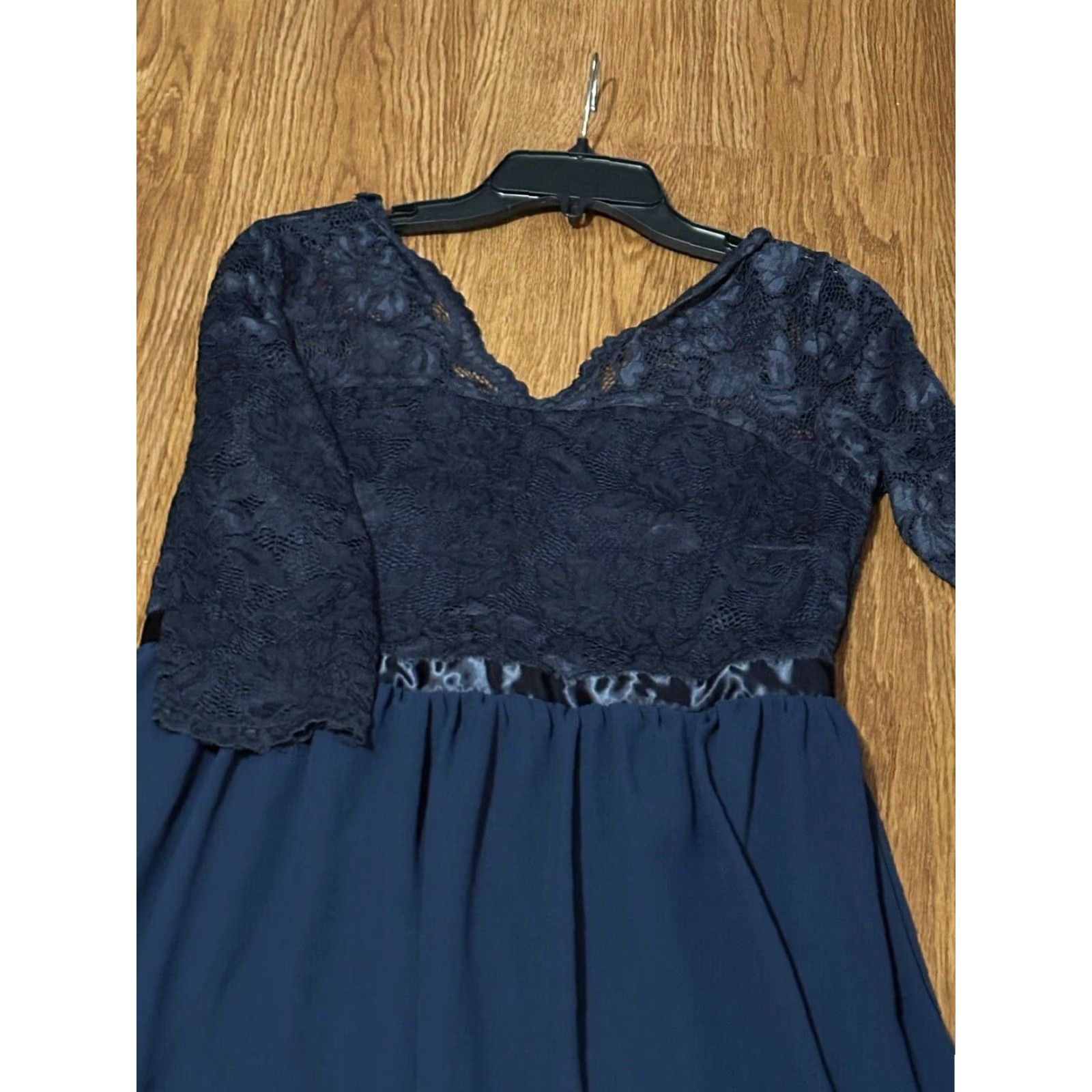 Vintage VINTAGE TheFound Navy Blue Half Sleeve V Neck Formal Maxi Dress Size XL Womens Size XL / US 12-14 / IT 48-50 - 2 Thumbnail