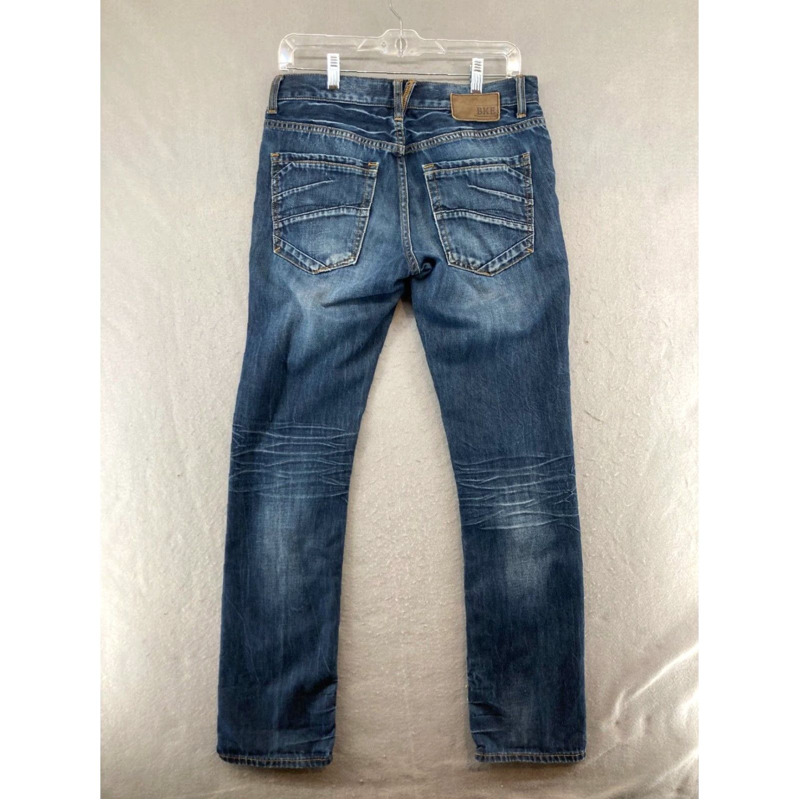 BKE BKE Jeans Mens 29R 5-Pocket Denim Slim Straight Inseam 32 Blue Cotton Blend Belt Buckle Bke Cowhide Logo Size US 29 - 5 Thumbnail