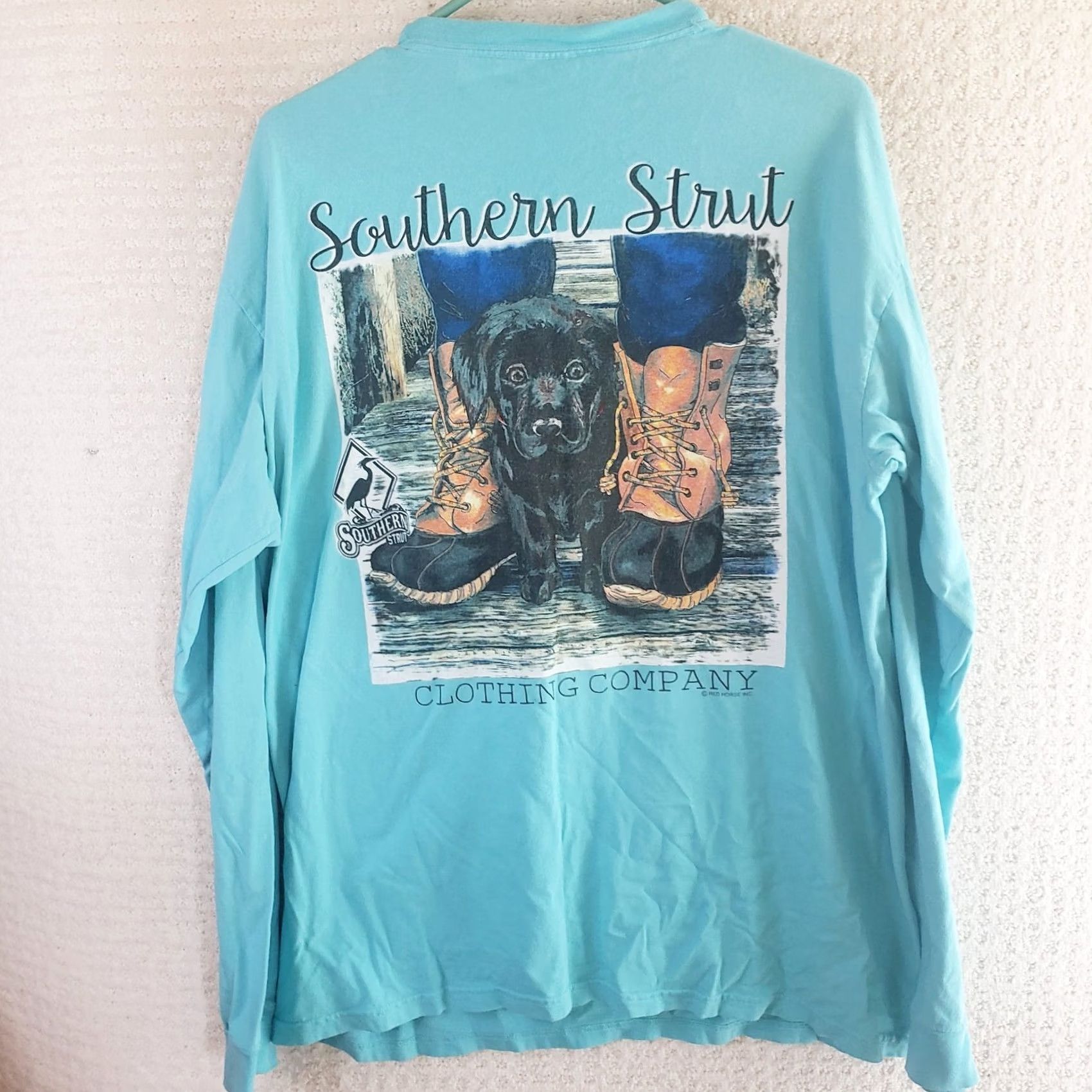AQUA Southern Strut Lab Puppy Aqua Blue Long Sleeve Shirt Mens Women Size L / US 10 / IT 46 - 7 Thumbnail