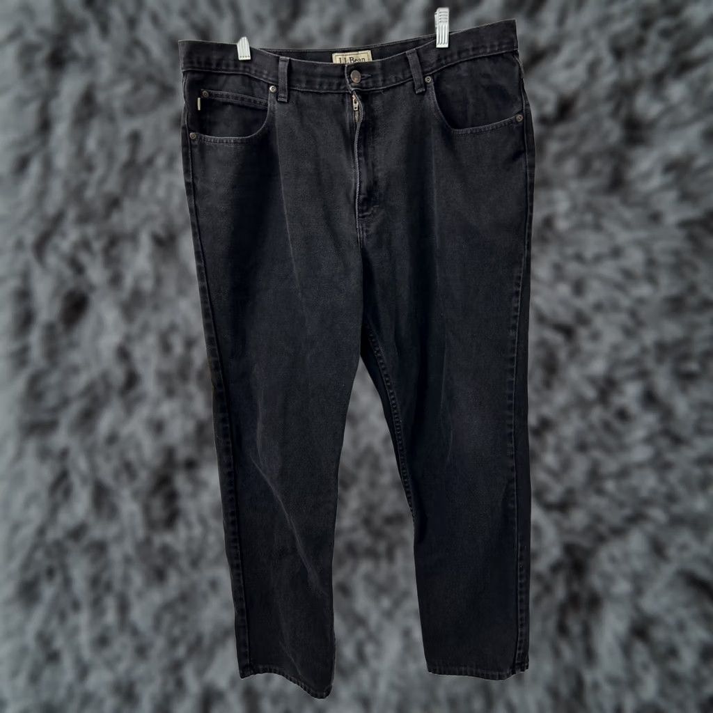 Vintage LL Bean Jeans Mens 38x32 Classic Fit Straight Leg Black Denim 5-Pocket Zip Button Camp LL Bean 220626 Size US 38 / EU 54 - 1 Thumbnail