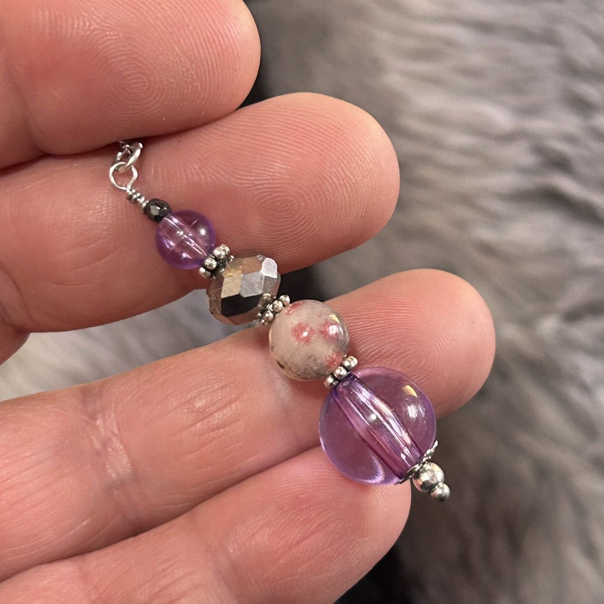 Handmade Handcrafted faceted crystal vintage lucite hematite necklace Size ONE SIZE - 1 Thumbnail