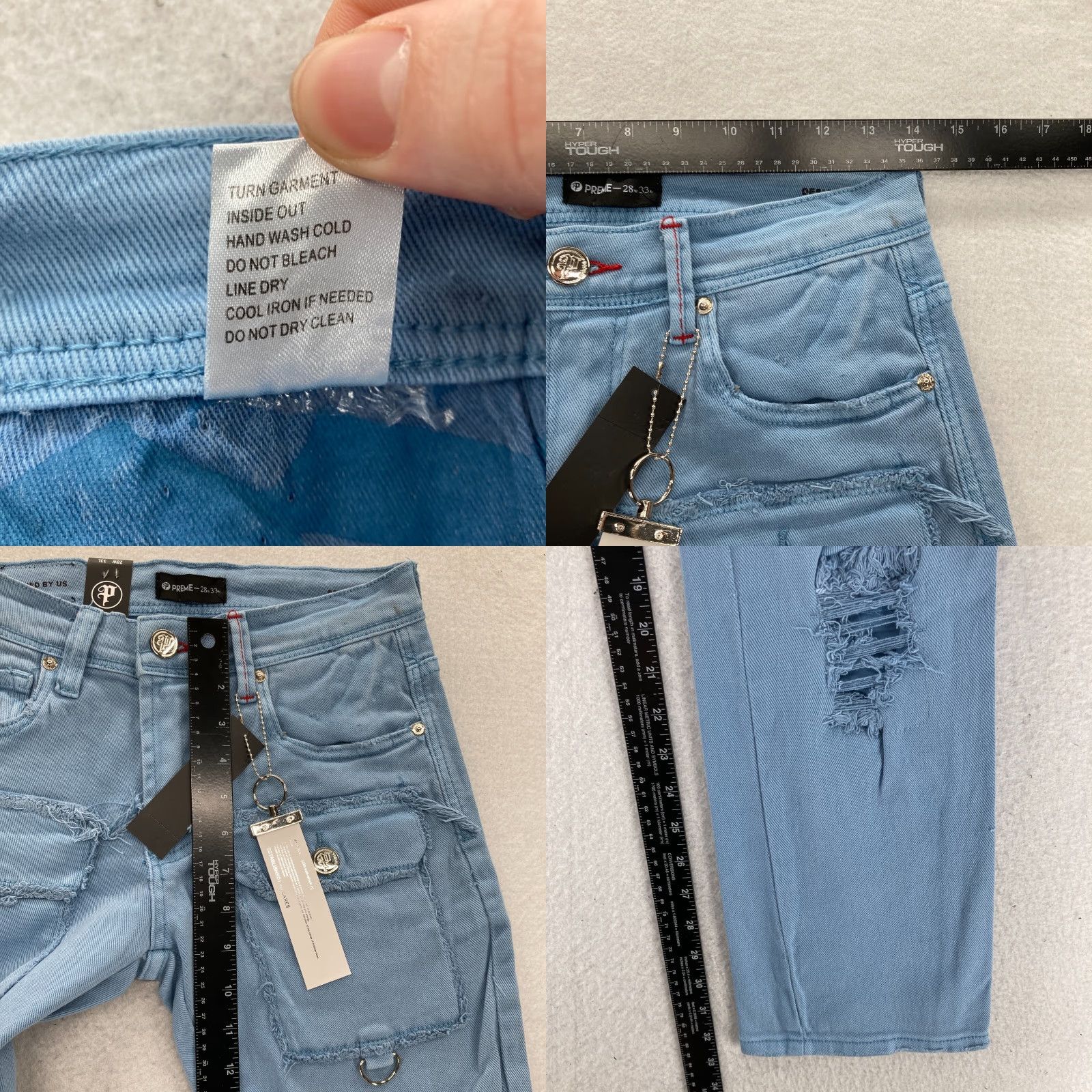 Vintage Preme Jeans Mens 28x33 Semi Stacked Fit Cargo Utility Blue Distressed Denim Y2K Jeans Mens Regular Blue Distressed Y2K Size US 28 / EU 44 - 8 Thumbnail