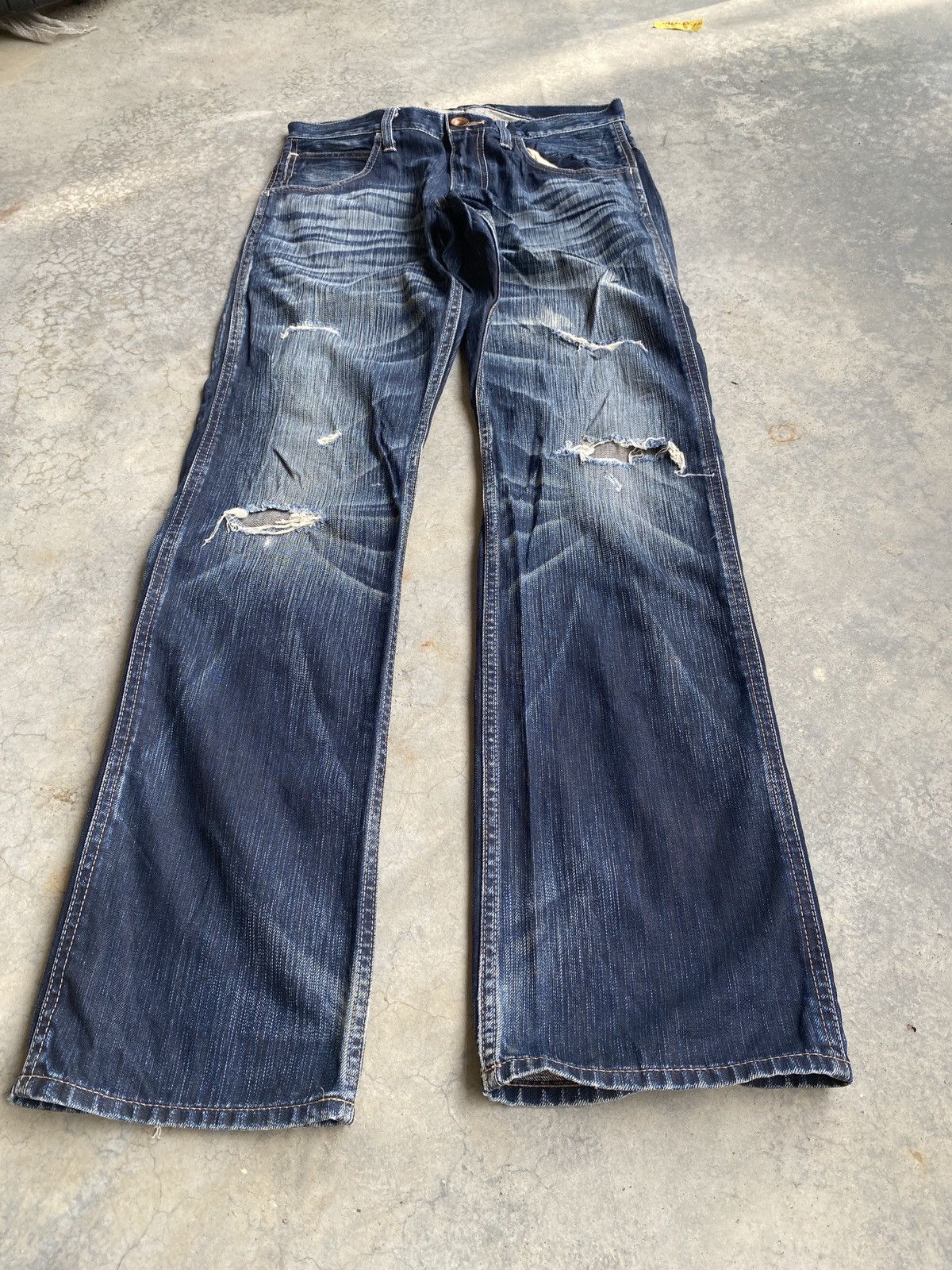 If Six Was Nine × Vintage Vintage back number straight cut denim Size US 31 - 1 Thumbnail