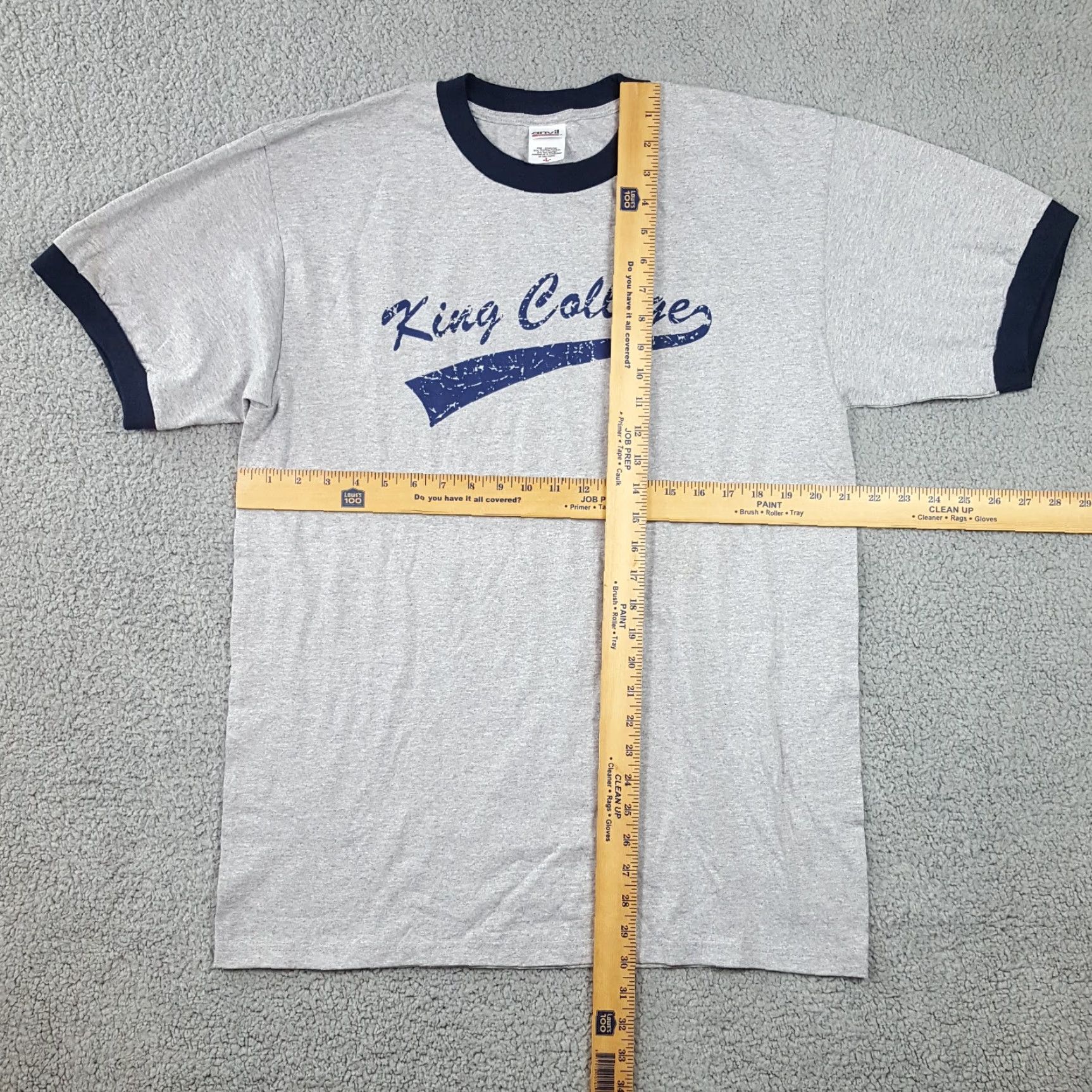 Anvil VINTAGE 90s Anvil King College Ringer T-Shirt Men's Large Gray Retro Collegiate Logo Y2K Size US L / EU 52-54 / 3 - 4 Thumbnail