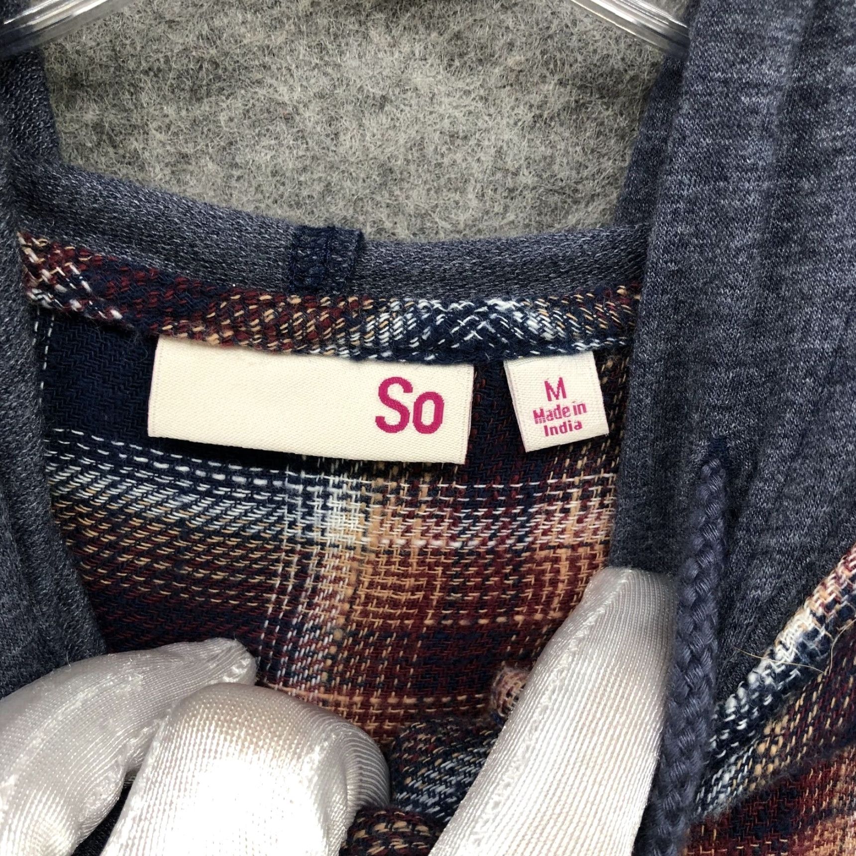 Kohl's NWT Kohl's So Boyfriend Hooded Flannel Shirt Womens Juniors M Blue Relaxed Shirt Size M / US 6-8 / IT 42-44 - 6 Thumbnail