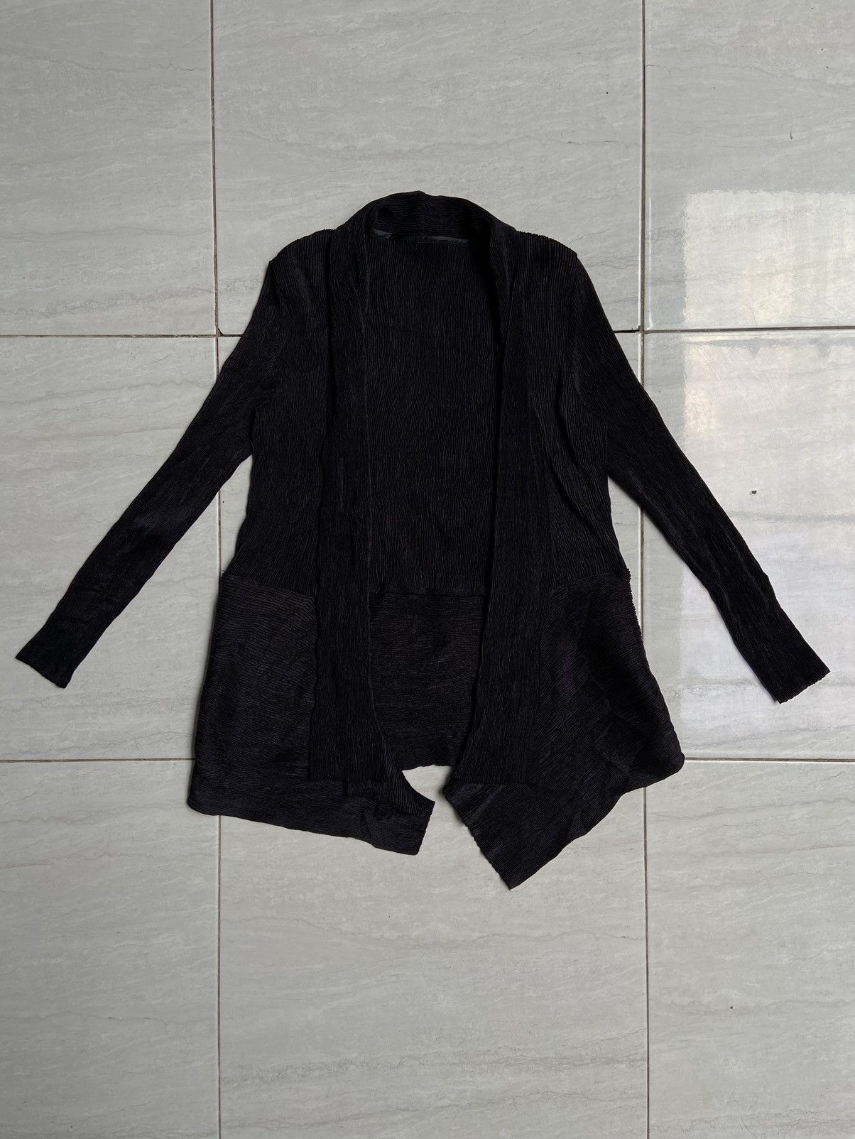 image of Designer Bepreclous Black Pleats Cardigan, Women's (Size XS)