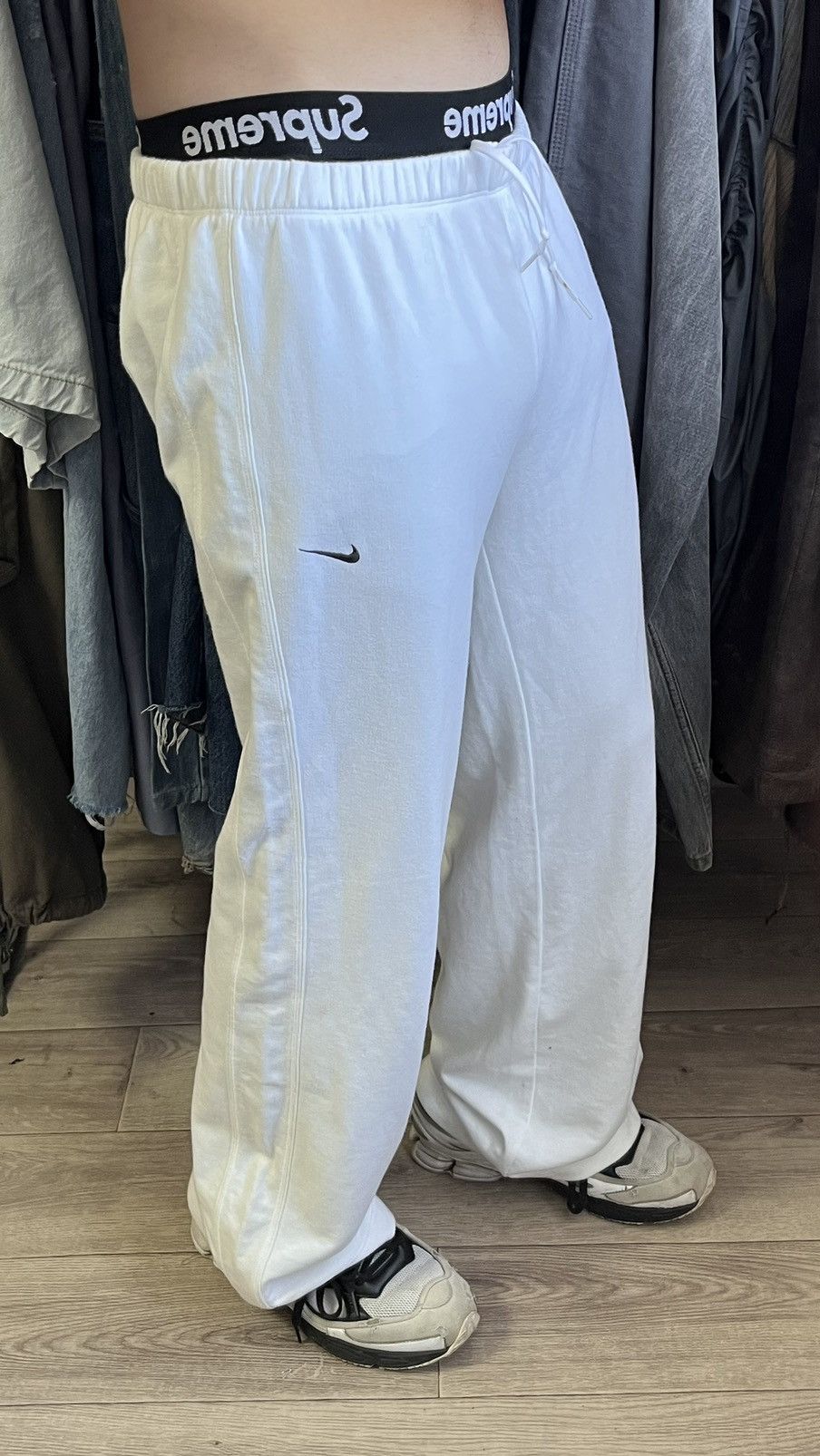 Nike Streetwear Vintage Vintage Nike wide sweatpants y2k L white Grailed