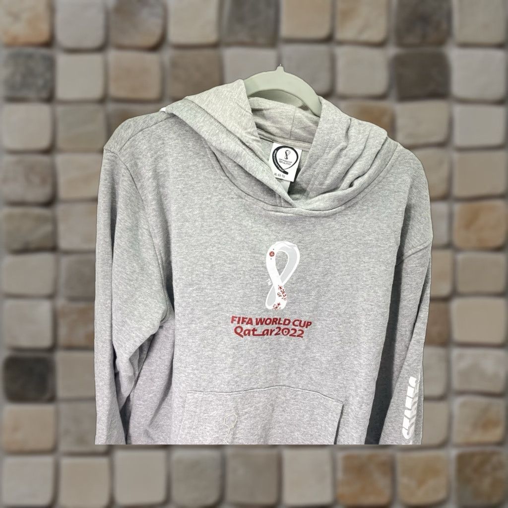 Vintage FIFA World Cup 2022 Hoodie Sweatshirt Men XL Gray Pullover Cotton USA NWT Size US XL / EU 56 / 4 - 1 Thumbnail