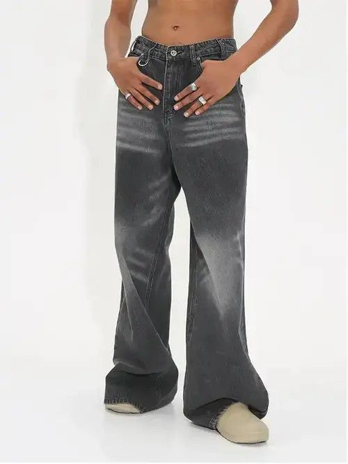 Japanese Brand Y2K Washed Black Retro Straight Wide-leg Jean Size US 29 - 4 Thumbnail
