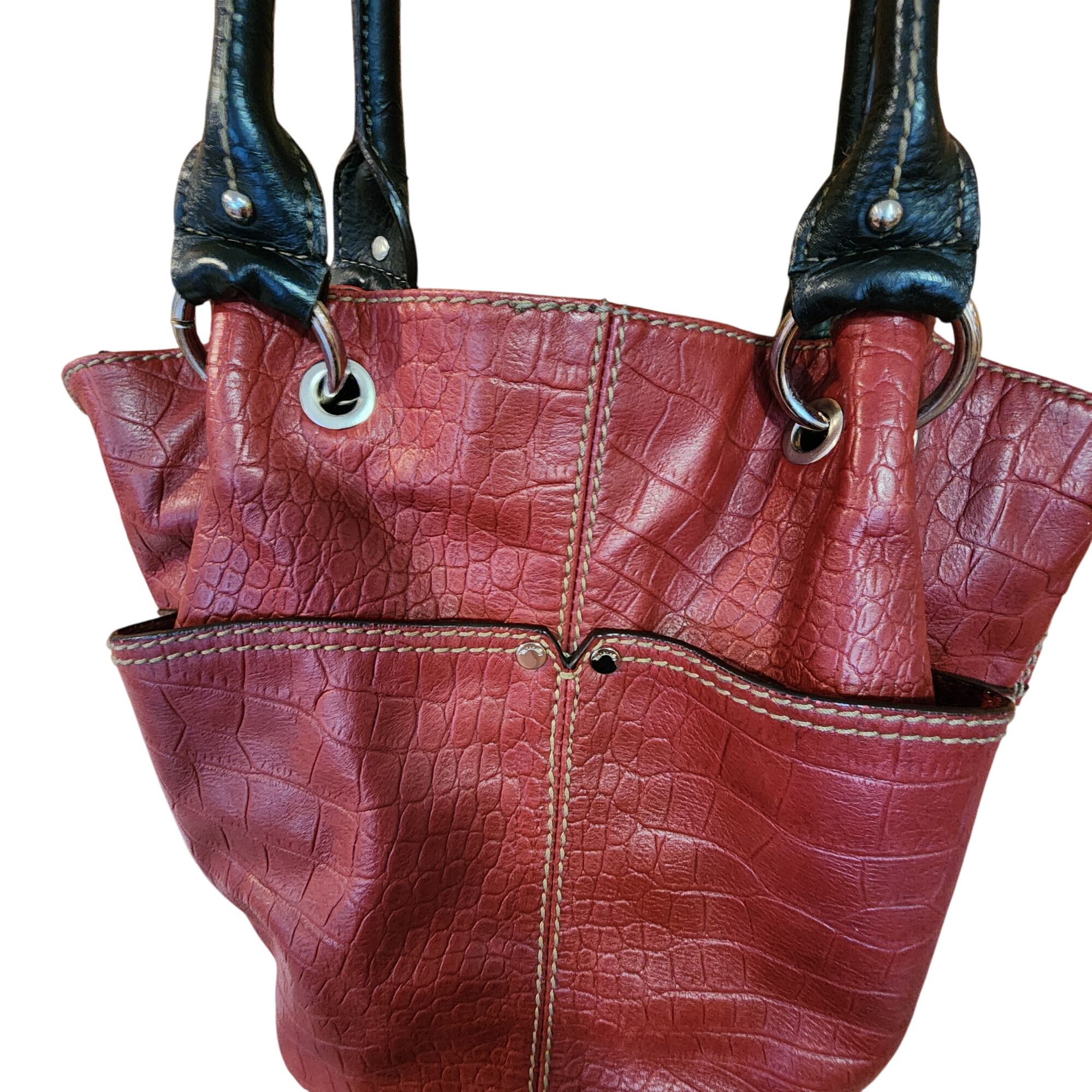 L.L. Bean Tignanello Bucket Tote Shoulder Bag Reptile print Red Size ONE SIZE - 5 Thumbnail