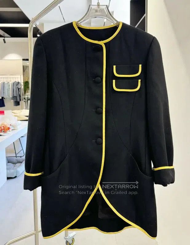 Fendi Fendi Black Wool Cardigan with Yellow Trim . Size XXS / US 00 / IT 34 - 1 Thumbnail