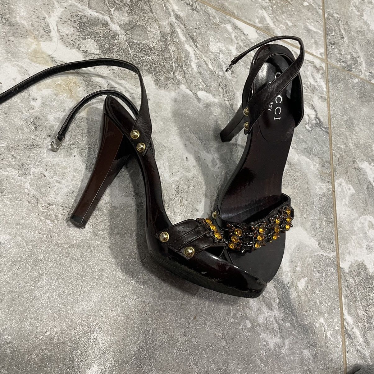 Vintage Vintage Gucci brown tree Heels sandals platform Size US 6 / IT 36 - 4 Thumbnail
