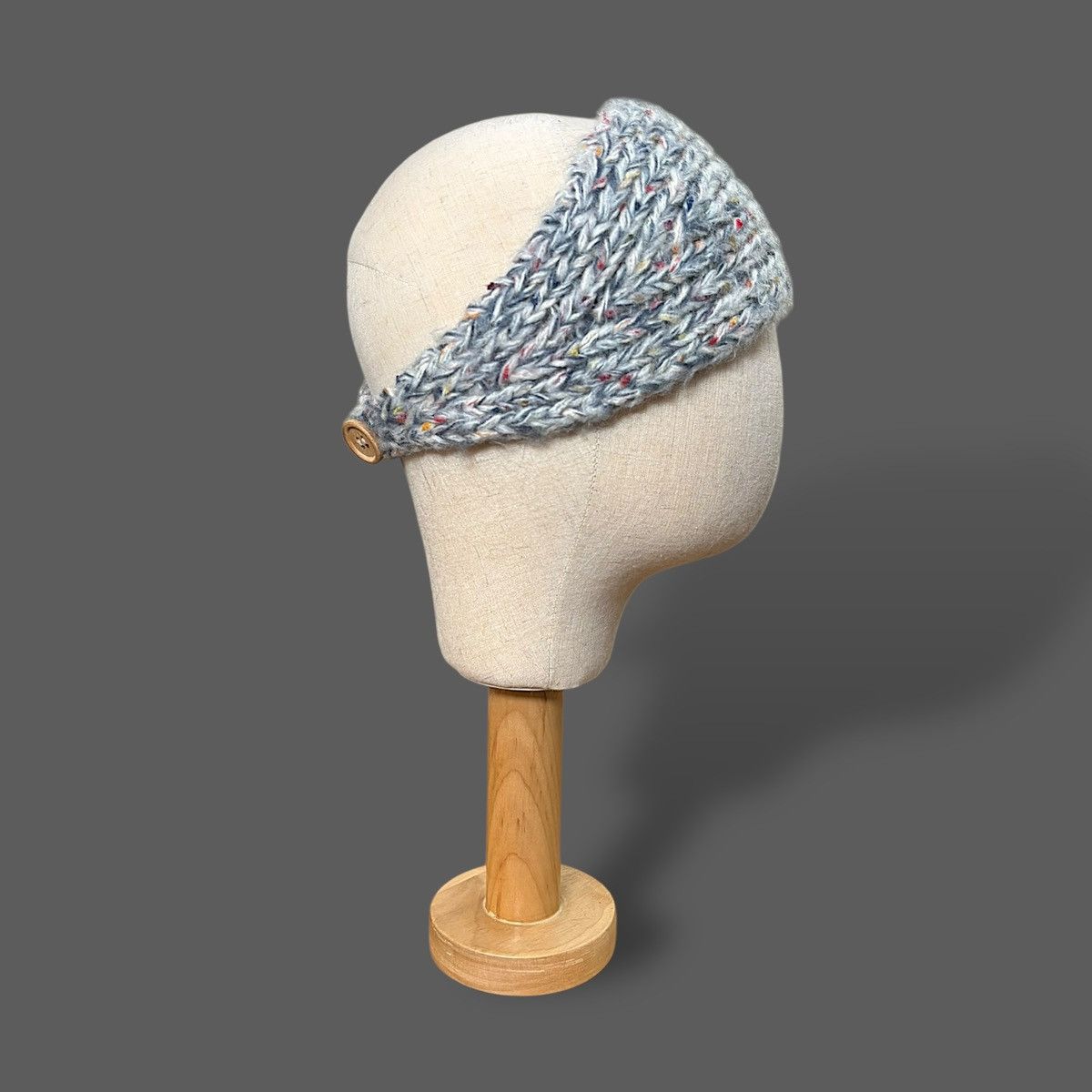 Handmade Handmade Winter Knit Grey Women’s Flower Accent Headband OS Size ONE SIZE - 6 Thumbnail