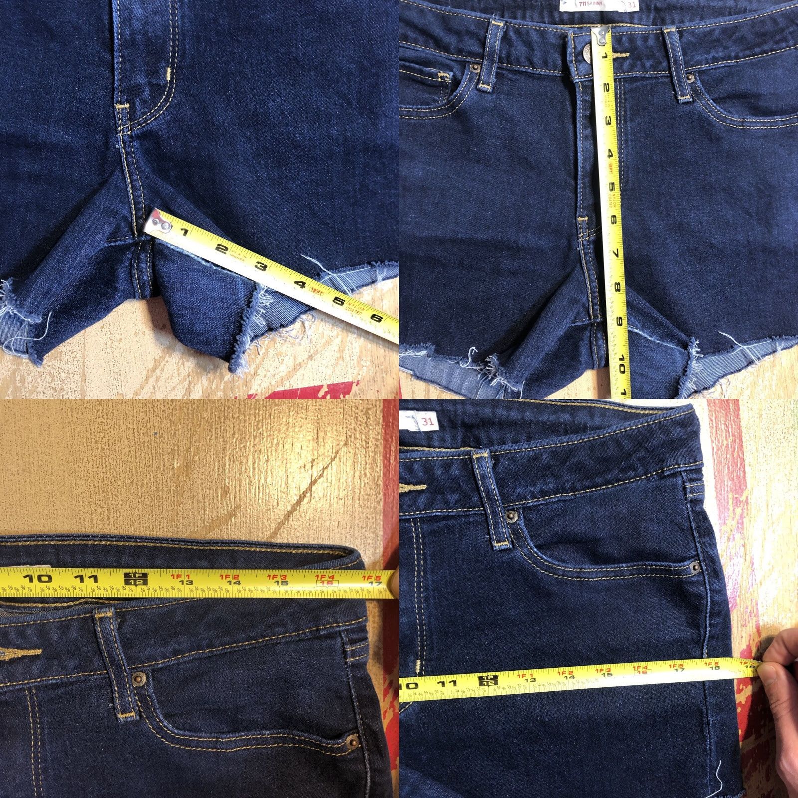 Levi's Levis 711 Cutoff Shorts Womens Tag 31 Raw Hem Cut Off Denim Jean Blue Skinny Size 24" / US 00 / IT 34 - 8 Thumbnail