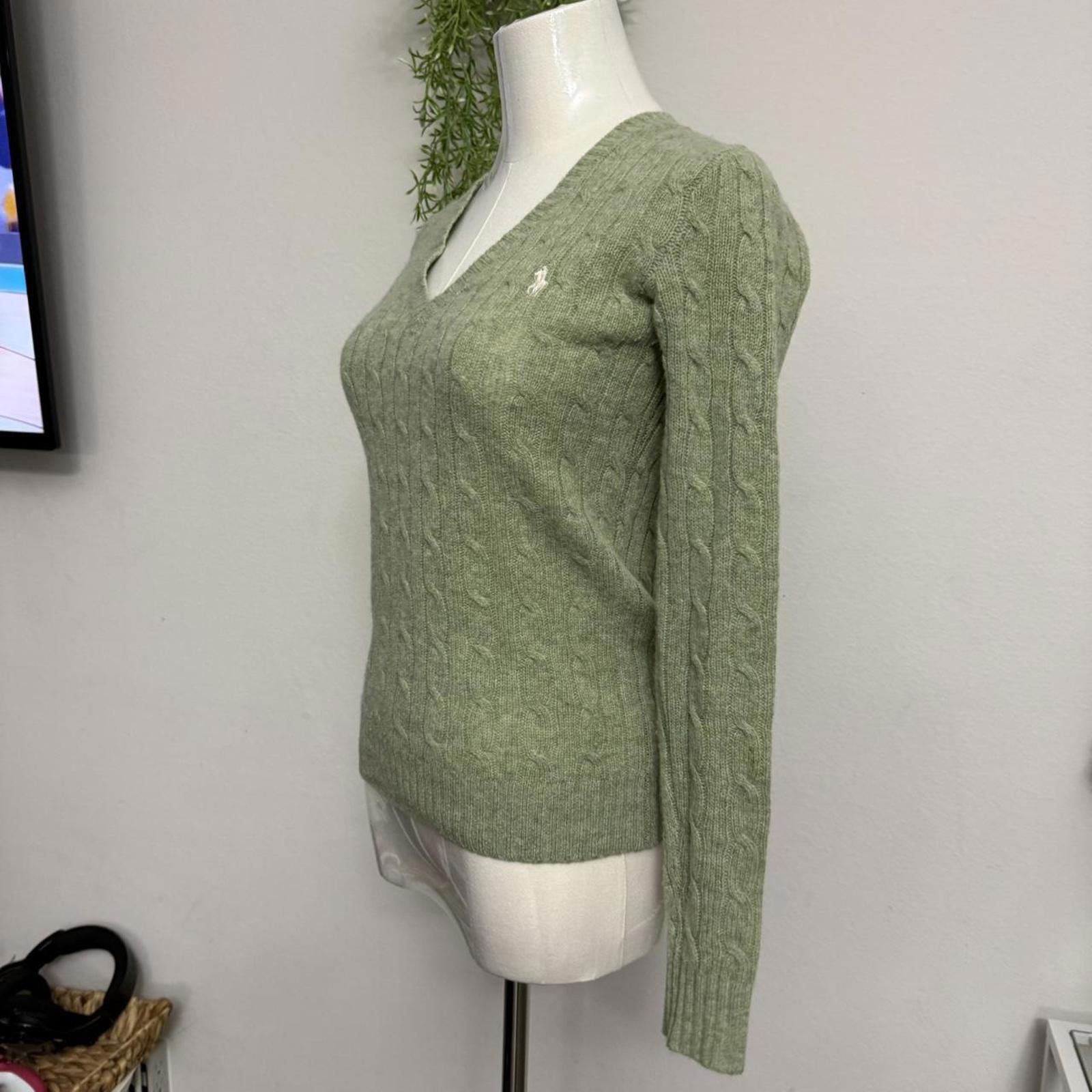 Polo Ralph Lauren V neck polo sage green preppy wool longsleeve sweater sz Xs Size XS / US 0-2 / IT 36-38 - 3 Thumbnail