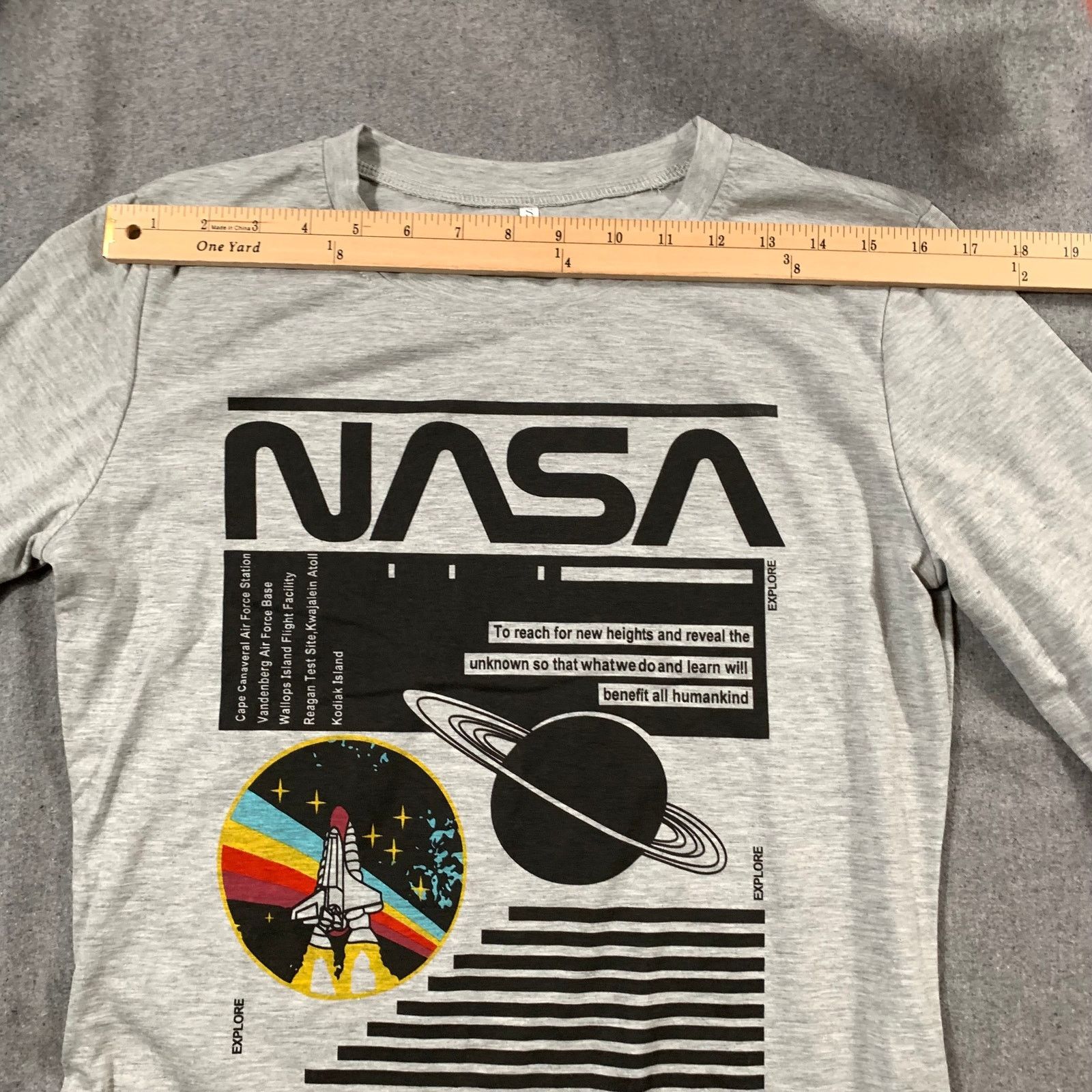 NASA NASA Shirt Women Small Gray Casual Long Sleeve T Shirt Size S / US 4 / IT 40 - 6 Thumbnail