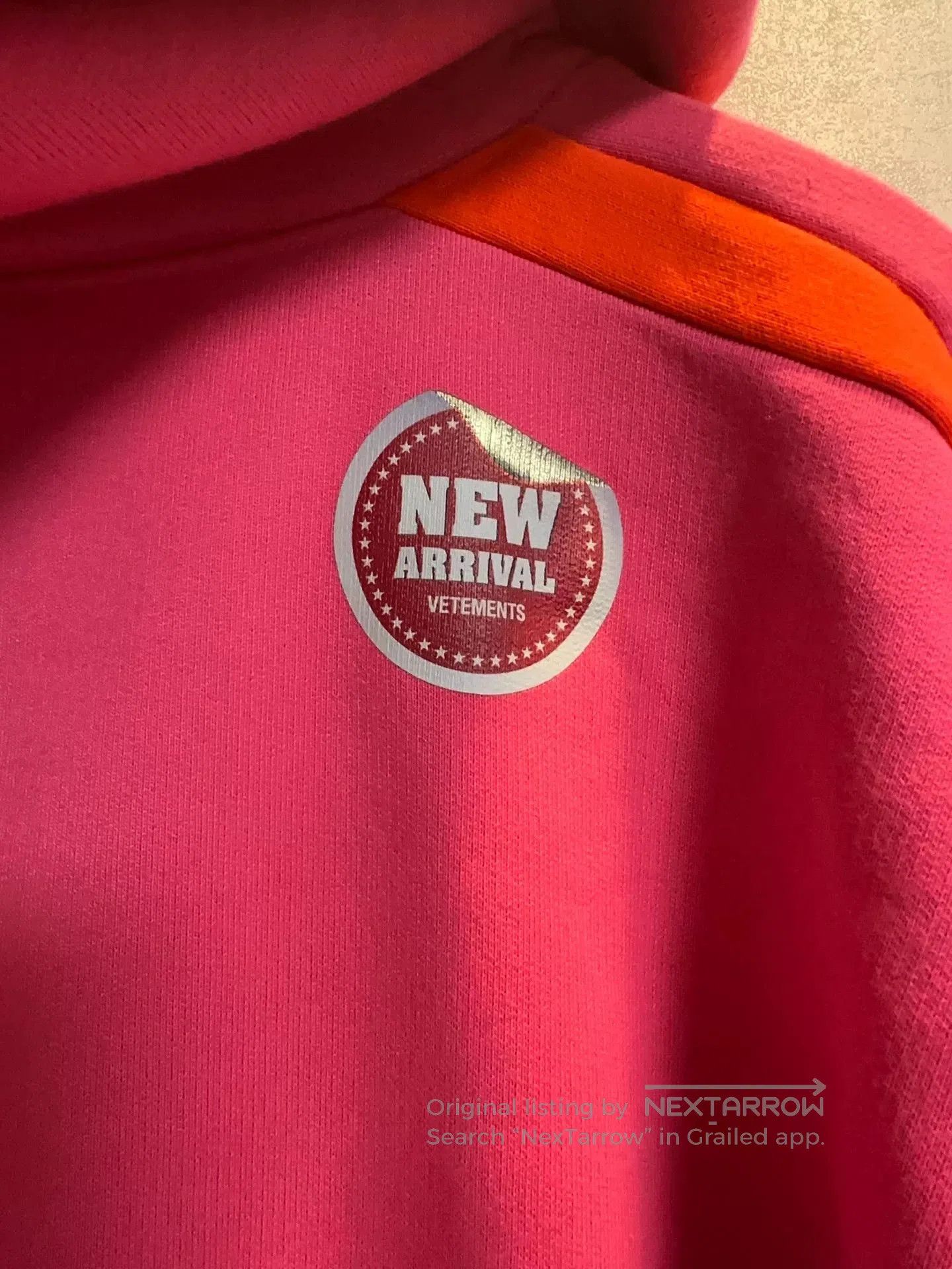 Vetements Vetements Pink Hoodie with Sticker Design. Size US S / EU 44-46 / 1 - 3 Thumbnail