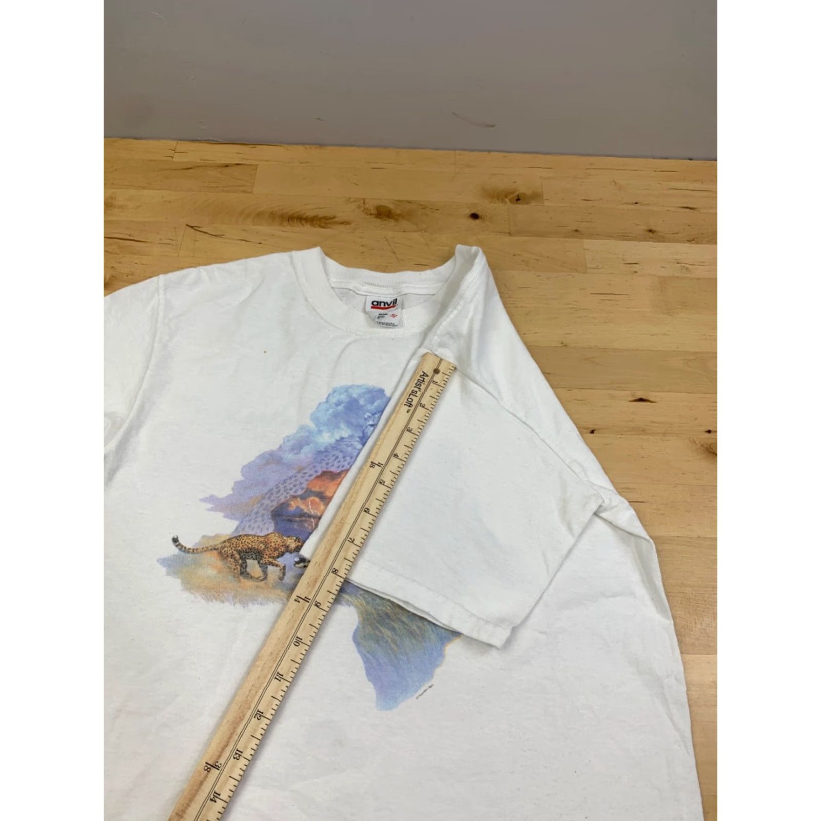 Anvil VINTAGE Anvil Shirt Mens S White Cheetah Animal Africa 11542 Short Sleeve T-Shirt Size US S / EU 44-46 / 1 - 7 Thumbnail