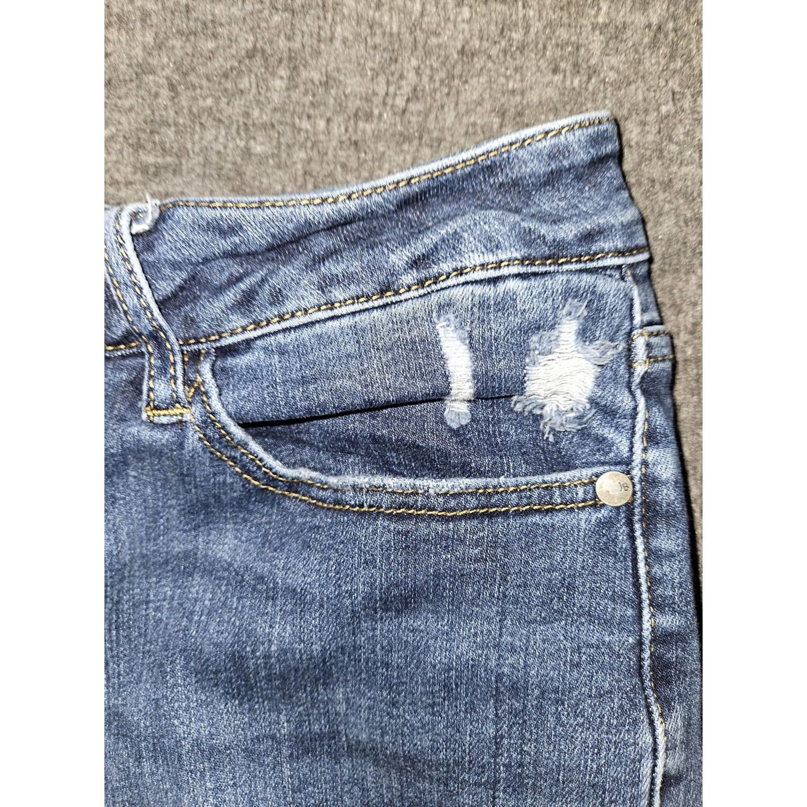 Denime Judy Blue Jeans Womens 14W Blue Distressed Bootcut Stretch Denim Mid Rise J88229 Jeans Women Distressed Pockets Logo Button Zip Fly Size 36" / US 14 / IT 50 - 7 Thumbnail