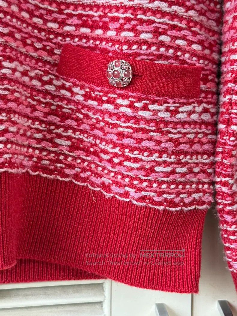 Chanel Chanel Red wool blend cardigan coat Size XS / US 0-2 / IT 36-38 - 4 Thumbnail