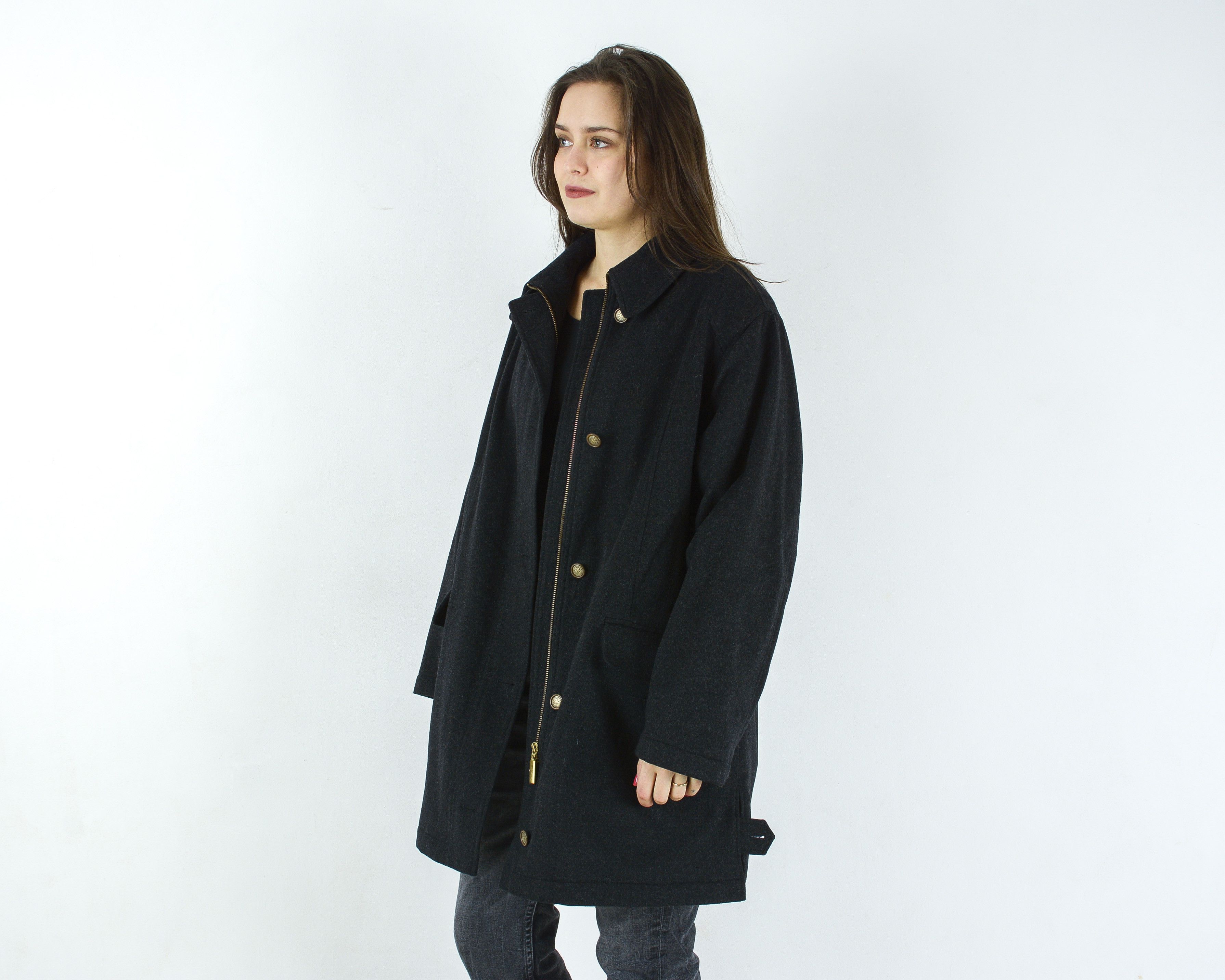 Other × Vintage Loden Frey Wool Cashmere Coat Full Zip Up Jacket Black Size L / US 10 / IT 46 - 3 Thumbnail