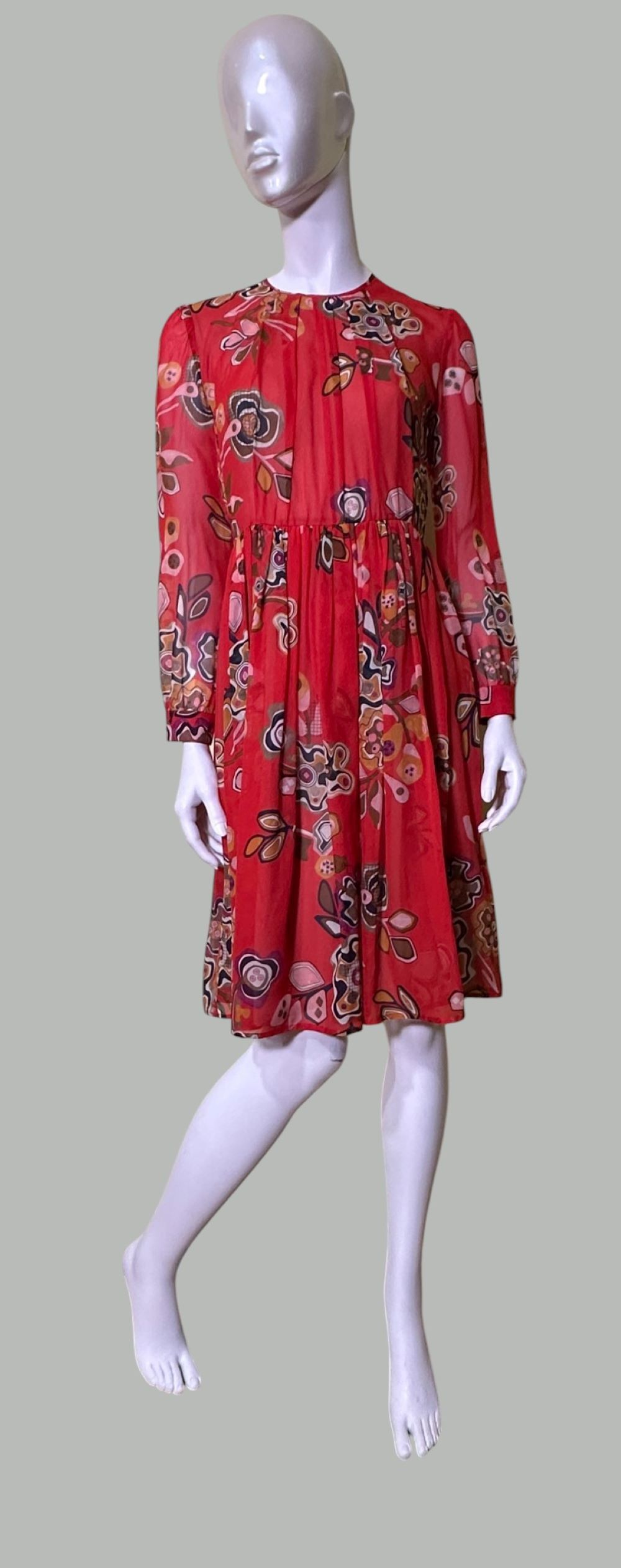 MSGM Floral Midi Silk Dress Size S / US 4 / IT 40 - 2 Thumbnail