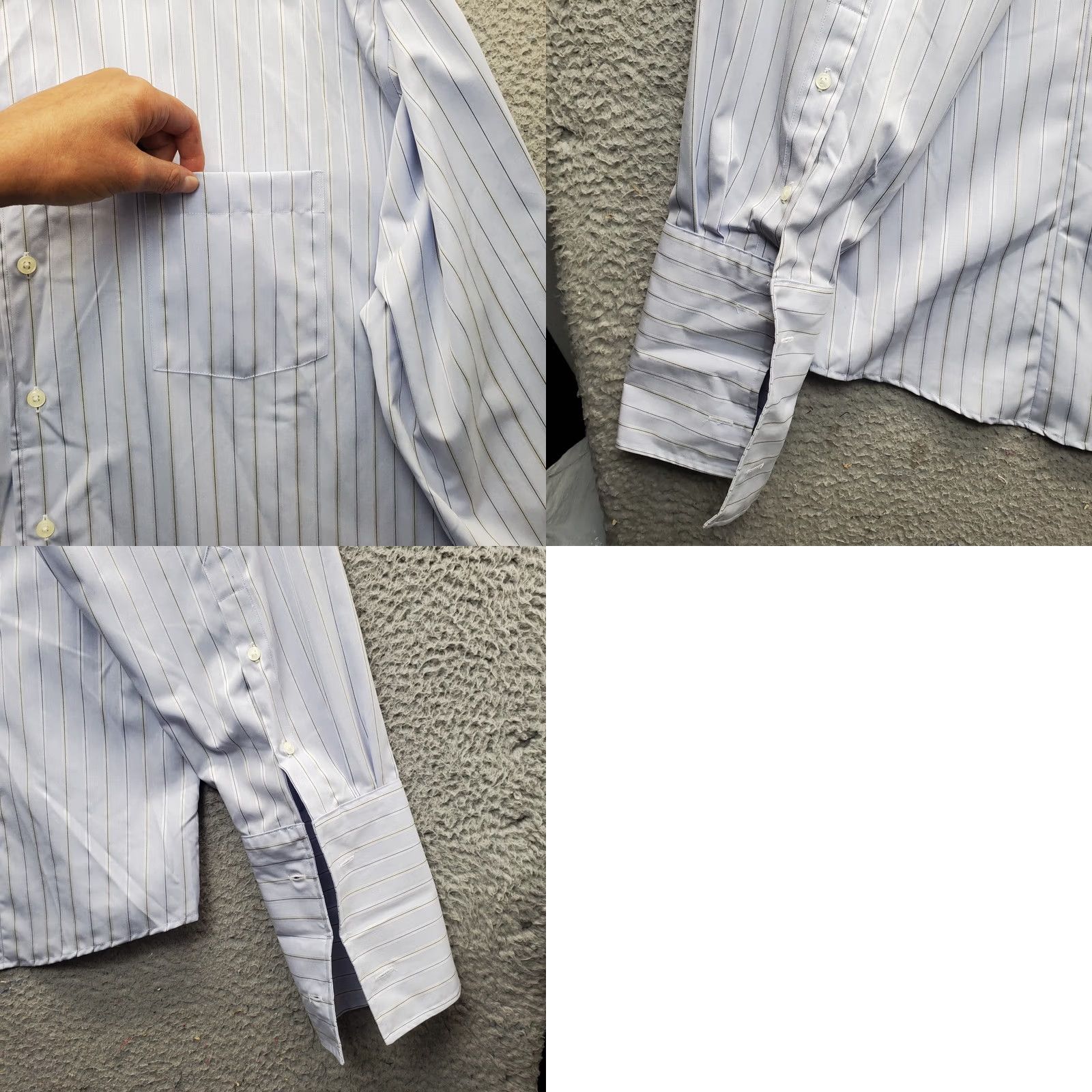 Egara Egara Dress Shirt Mens 3X Multicolor Pinstripe Non-Iron French Cuff Collared Button Up Size 48R - 8 Thumbnail