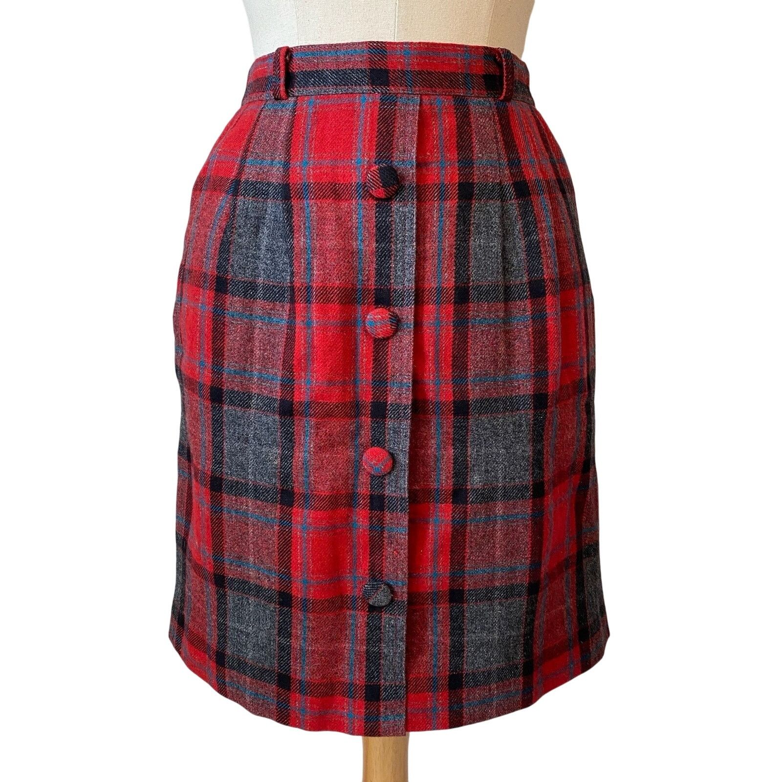 Other vintage 80s red plaid pin up skirt Size 28" / US 6 / IT 42 - 1 Thumbnail