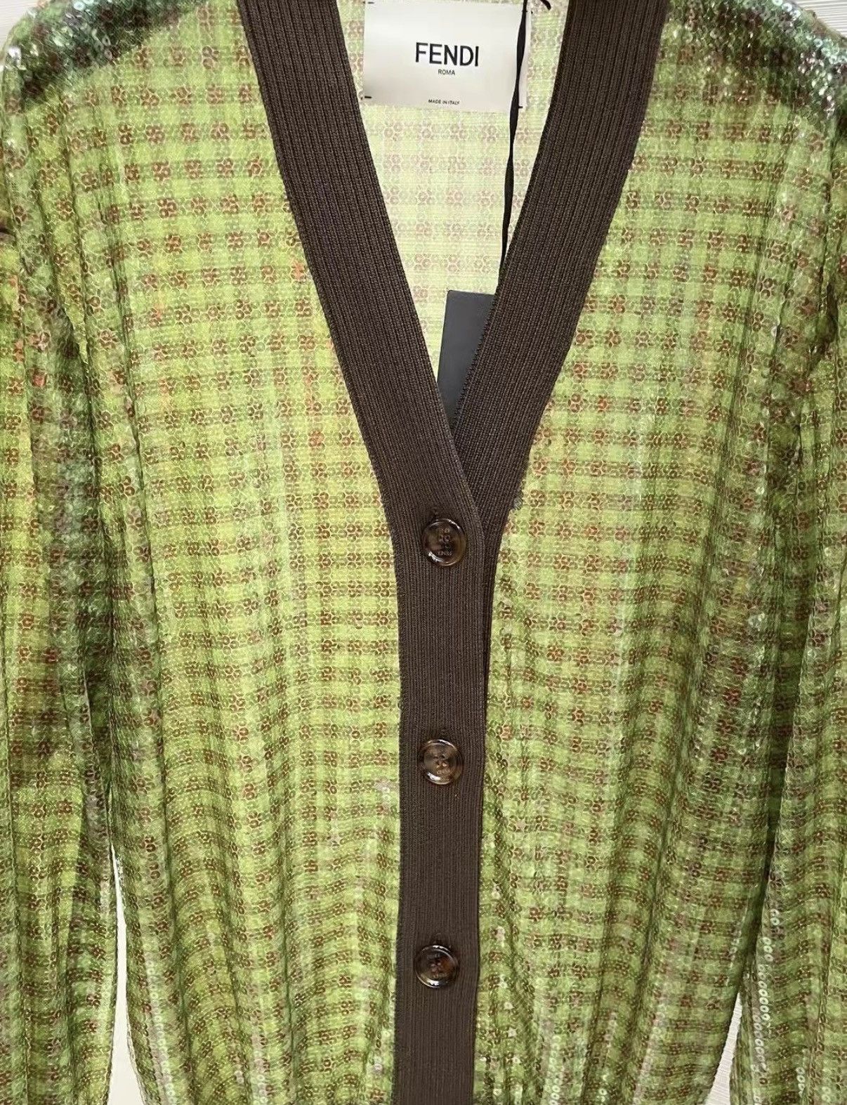 Fendi Fendi Stylish Green Sequin Knit Cardigan Sweater Coat J33 Size XS / US 0-2 / IT 36-38 - 4 Thumbnail