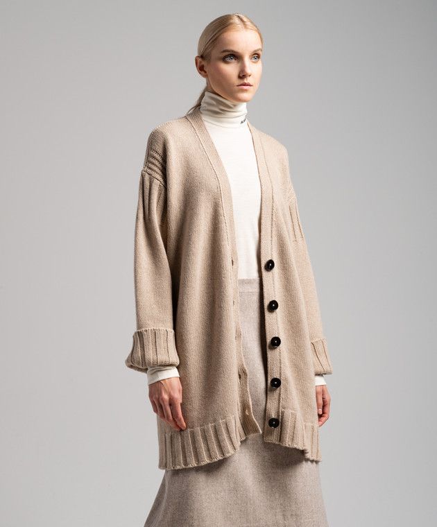 Jil Sander o1y1025 Cardigan in Beige Size XS / US 0-2 / IT 36-38 - 3 Thumbnail