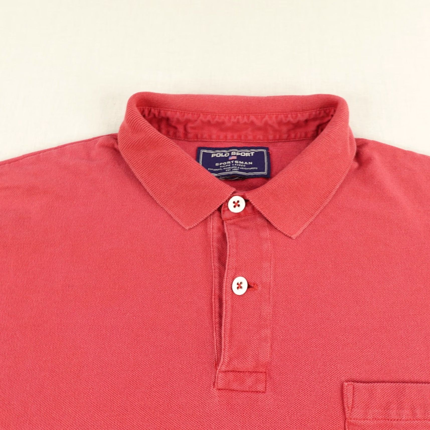 Ralph Lauren VINTAGE Ralph Lauren Polo Shirt Mens XL Red Polo Sport Sportsman Pique Cotton Pocket Y2K Size US XL / EU 56 / 4 - 2 Thumbnail