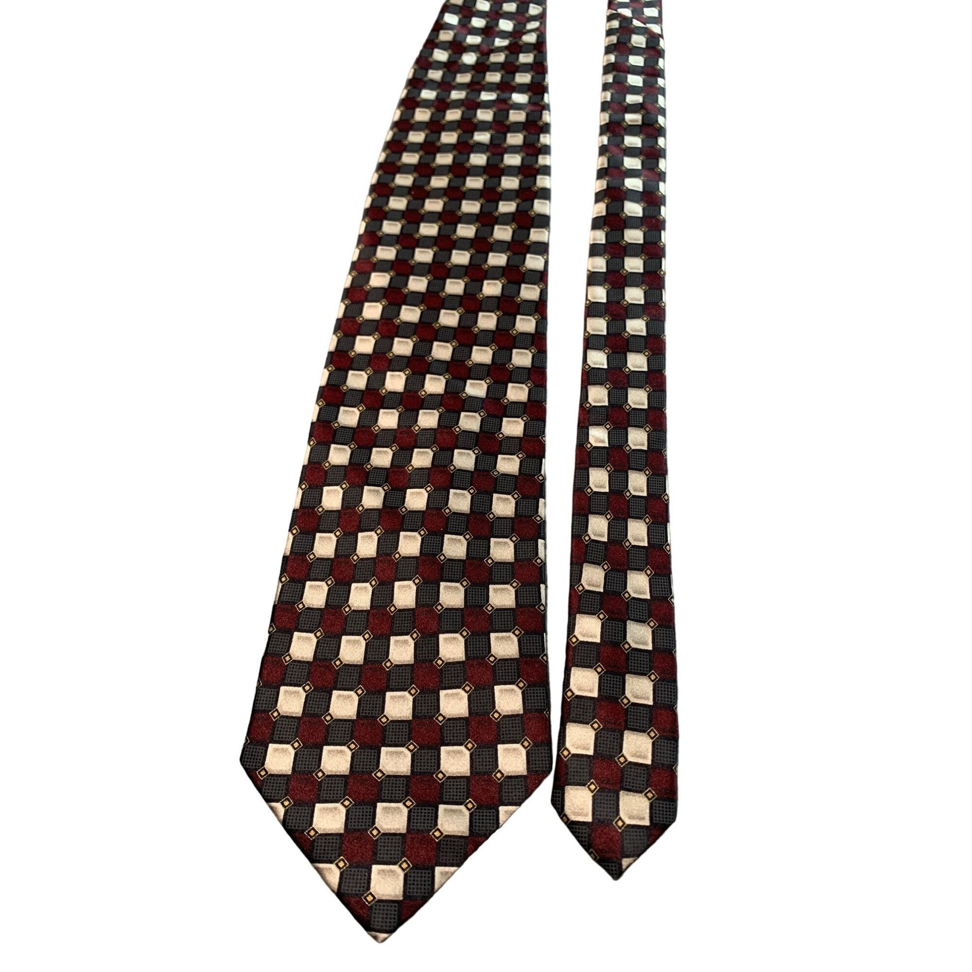 Knightsbridge Knightsbridge Mens Silk Tie Red Black Geometric Pattern Silk Size ONE SIZE - 1 Thumbnail
