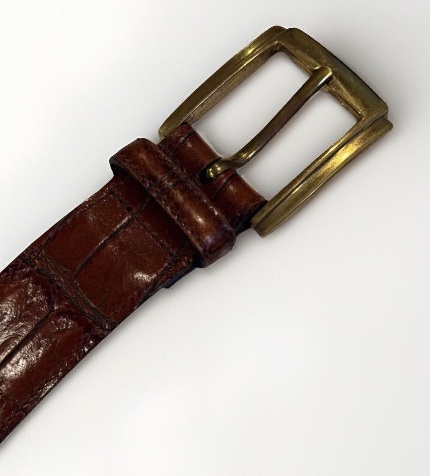 Trafalgar Trafalgar Belt Men’s 36 Brown Croc Embossed Leather 1.25" Size 36 - 2 Thumbnail