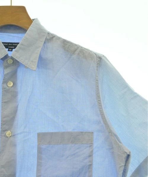Comme des Garcons Homme Shirt Cotton Linen Chest Pocket Plain Short Sleeve Blue Size US M / EU 48-50 / 2 - 3 Thumbnail