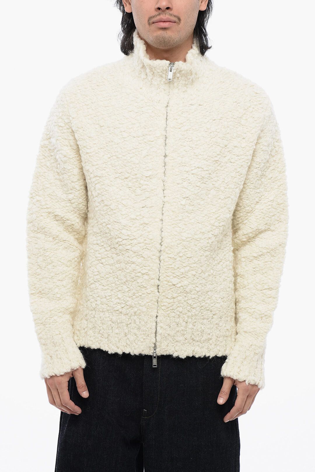 Jil Sander Bouclé Wool Cardigan with Zip Closure Size US M / EU 48-50 / 2 - 1 Thumbnail