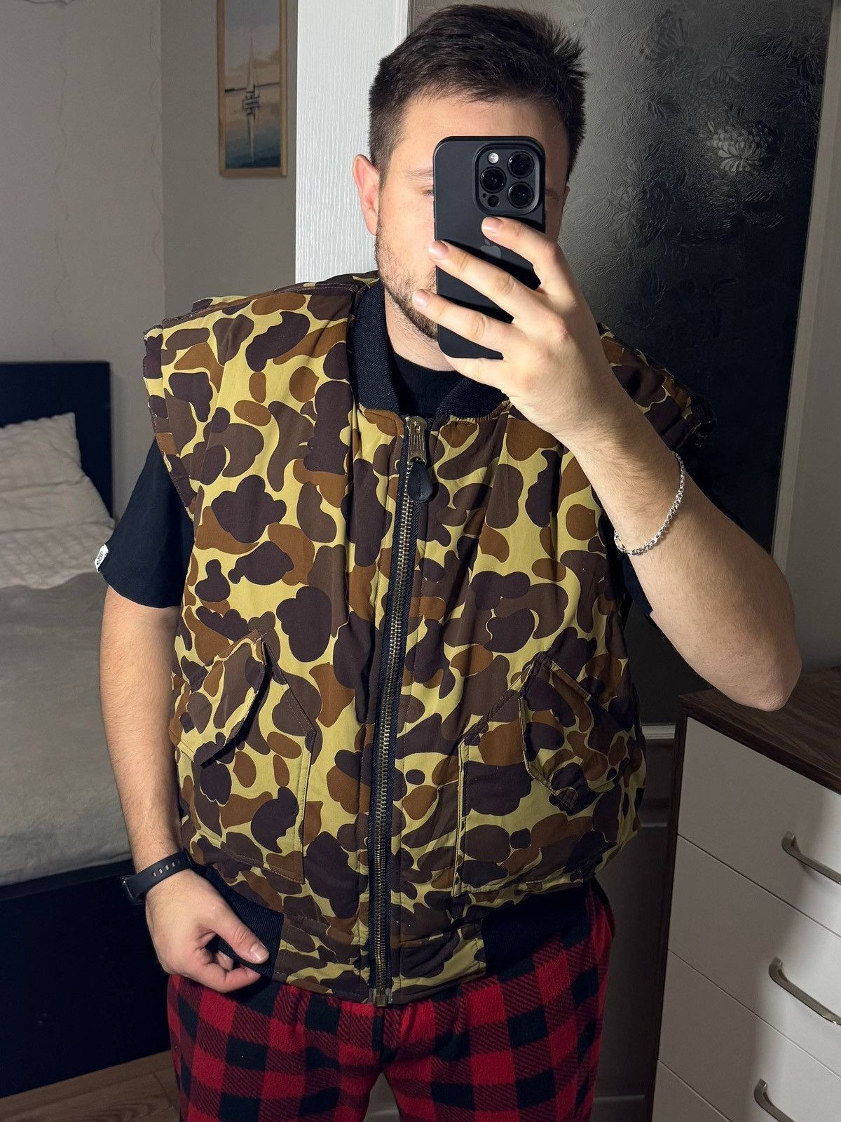 Other Men's Vintage Reversible MA-1 Vest Duck Camo & Orange Size US L / EU 52-54 / 3 - 1 Thumbnail