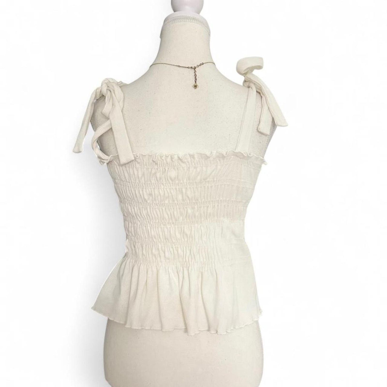 & Other Stories Altard State White Tie Shoulder Ruffle Tank Top Size Small Size S / US 4 / IT 40 - 2 Thumbnail