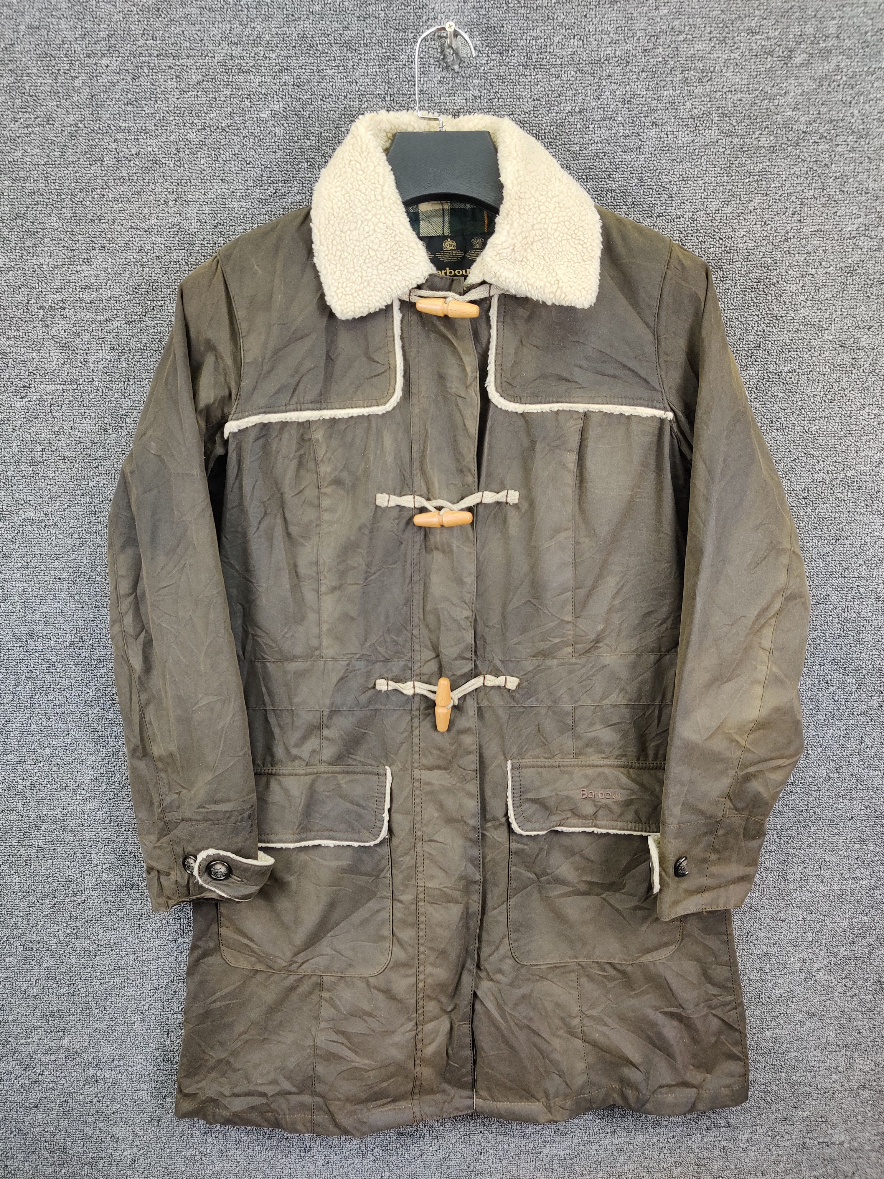 Barbour Vintage 90s Barbour Tartan Waxed Duffle Coat Size US M / EU 48-50 / 2 - 2 Thumbnail