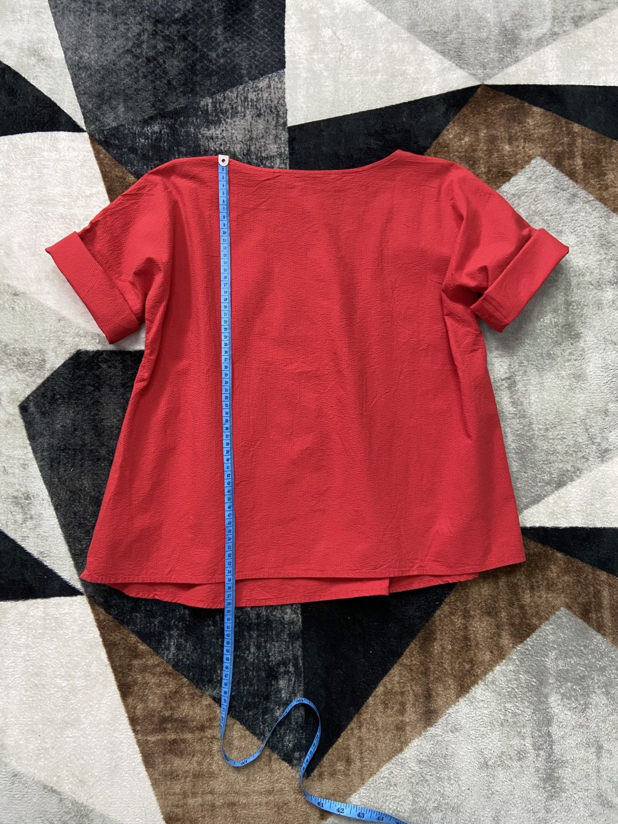 Lemaire × Uniqlo Uniqlo and Lemaire 2016 Seersucker Roll Sleeve Blouse Red Size S / US 4 / IT 40 - 6 Thumbnail