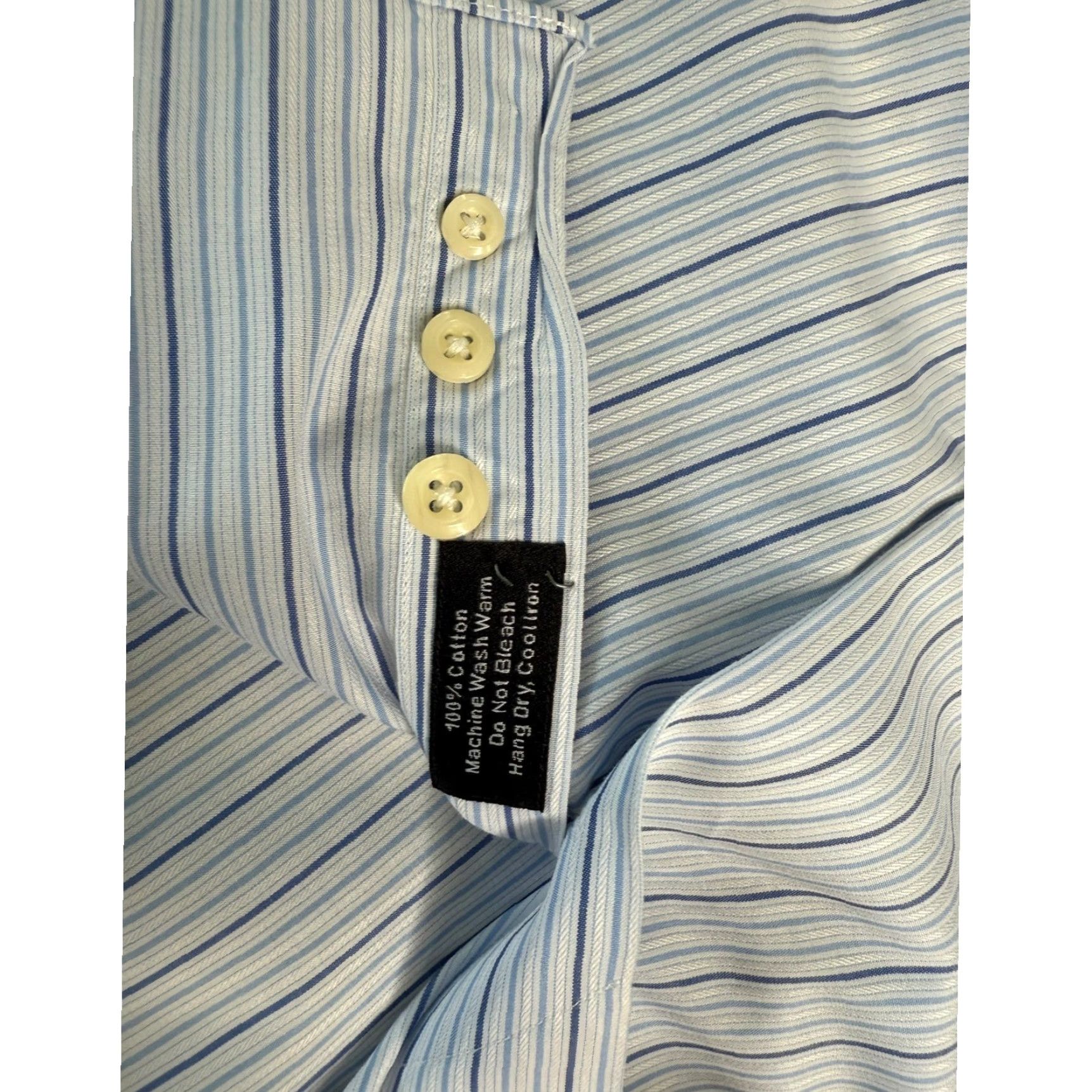 David Donahue David Donahue Dress Shirt Striped Blue 16 34/35 French Cuff Cotton Mens Regular Long Sleeve Shirt Size 42R - 5 Thumbnail