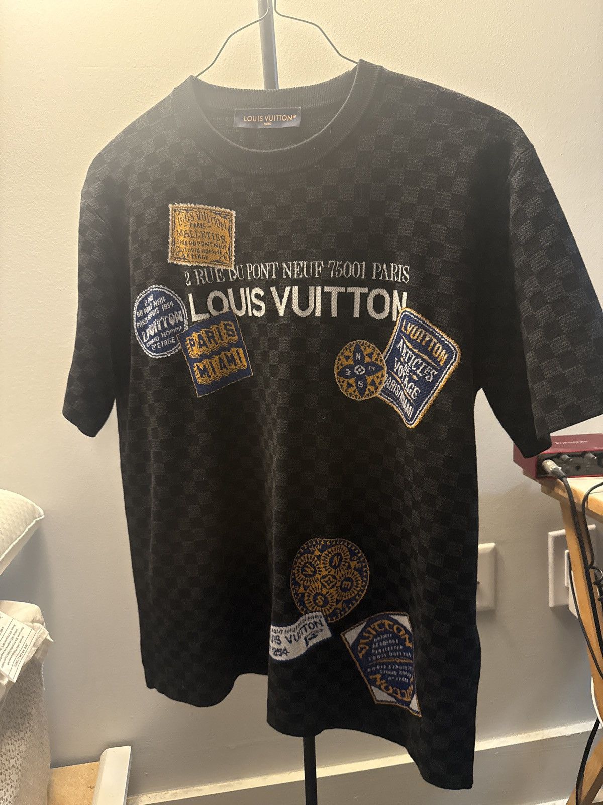 Louis Vuitton Damier Short-Sleeved Signature Crewneck