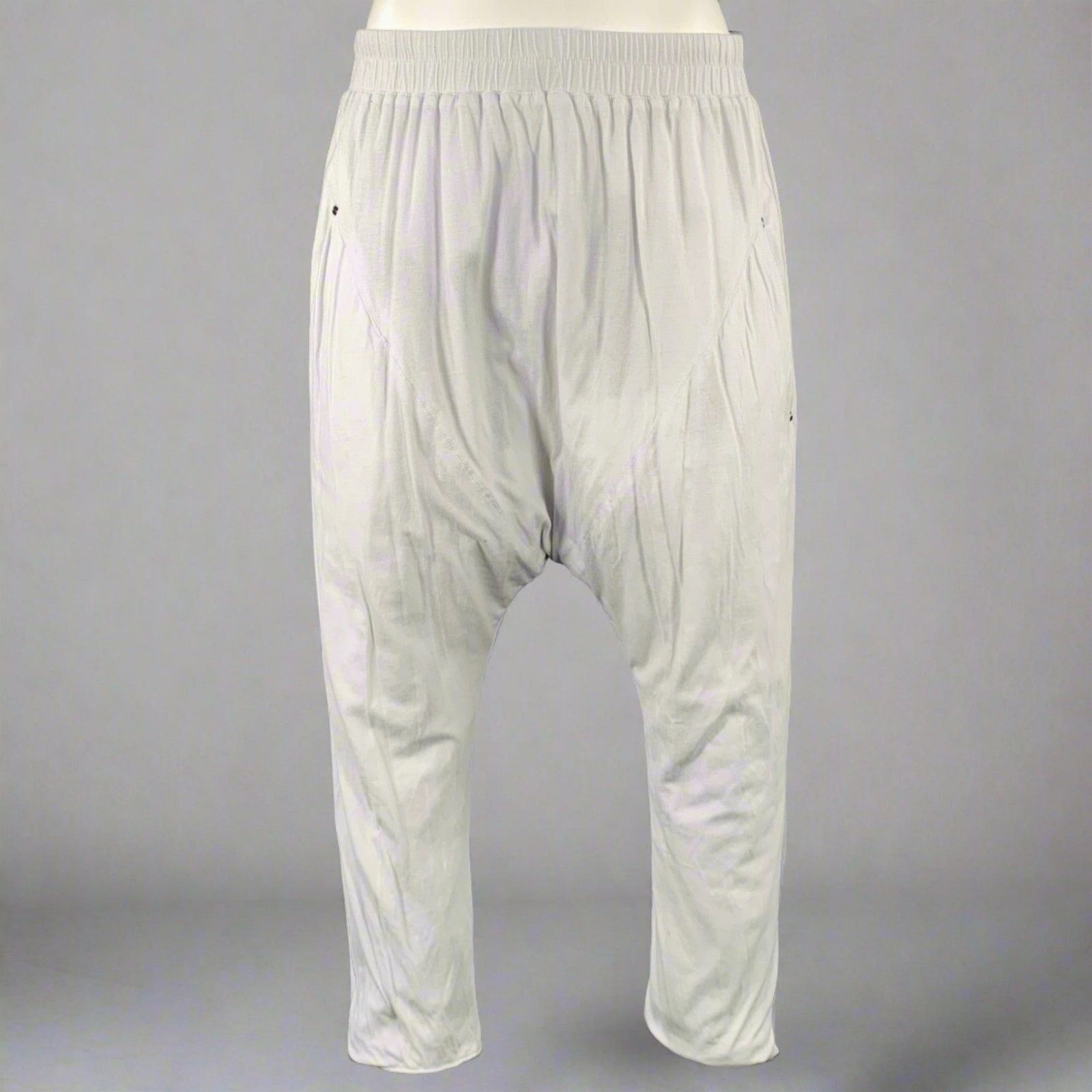 Other Size S White Grey Drop Crotch Drawstring Casual Pants Size 27" / US 4 / IT 40 - 2 Thumbnail
