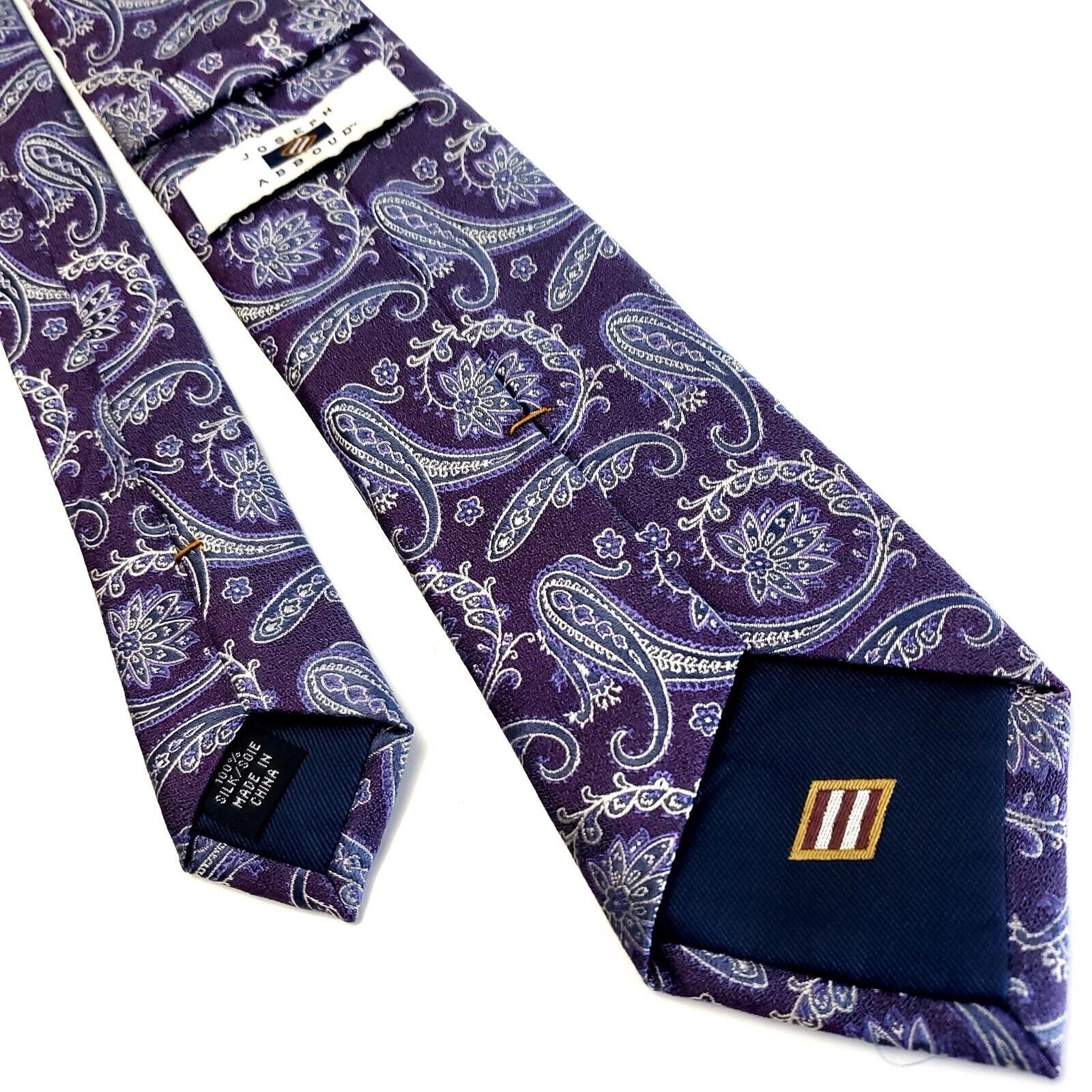 Joseph Abboud Joseph Abboud Purple Silk Tie Woven Skinny Paisley Floral Size ONE SIZE - 3 Thumbnail