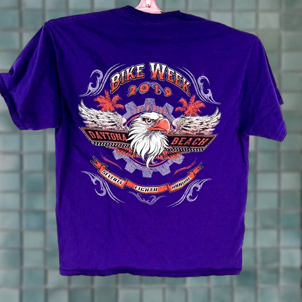 Gildan Gildan T-Shirt Size L Purple Daytona Beach Bike Week 2019 Eagle Biker Motorcycle Mens Size US L / EU 52-54 / 3 - 1 Thumbnail
