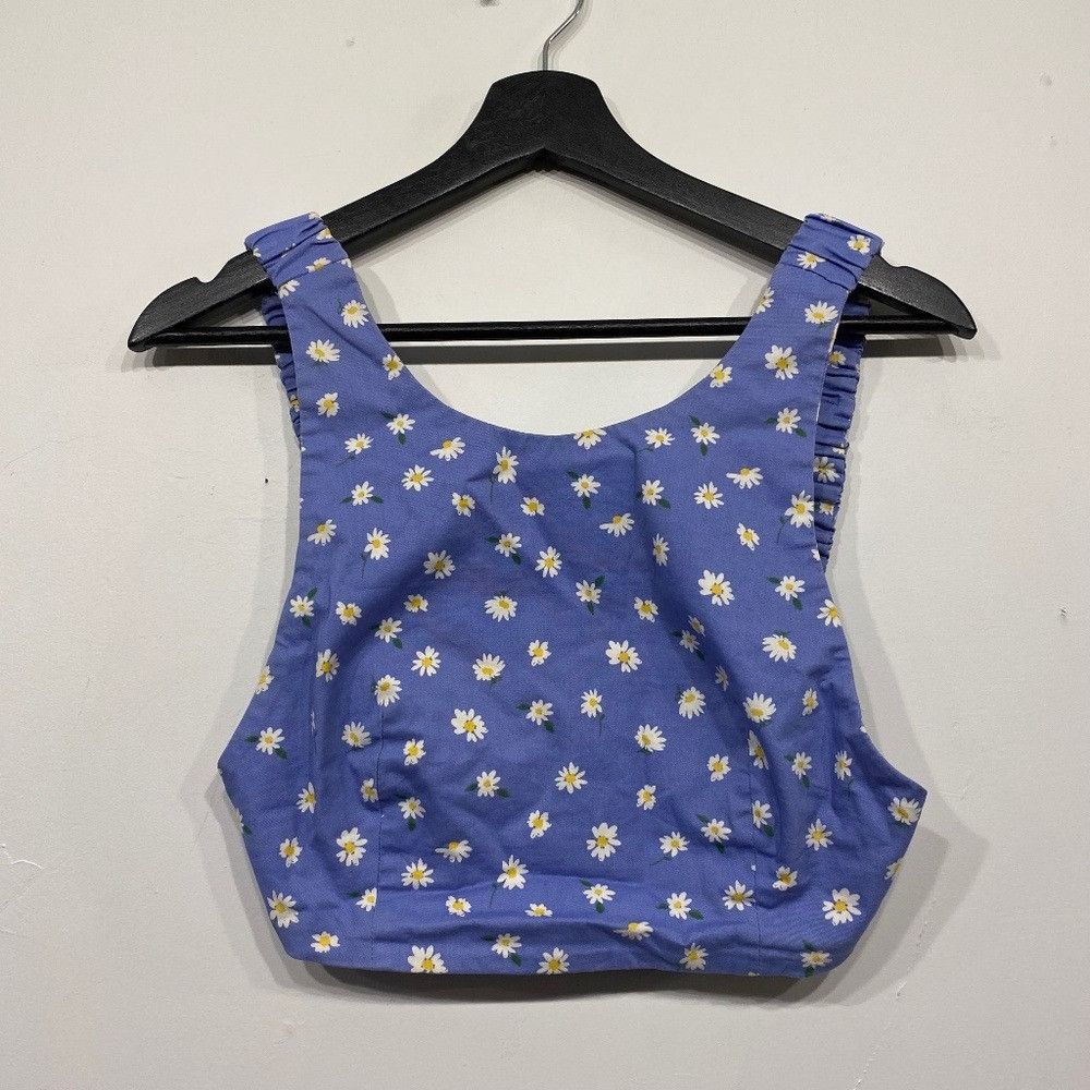 Zara Zara Periwinkle Blue Daisy Coquette Crop Tank Top Size Small Size S / US 4 / IT 40 - 2 Thumbnail