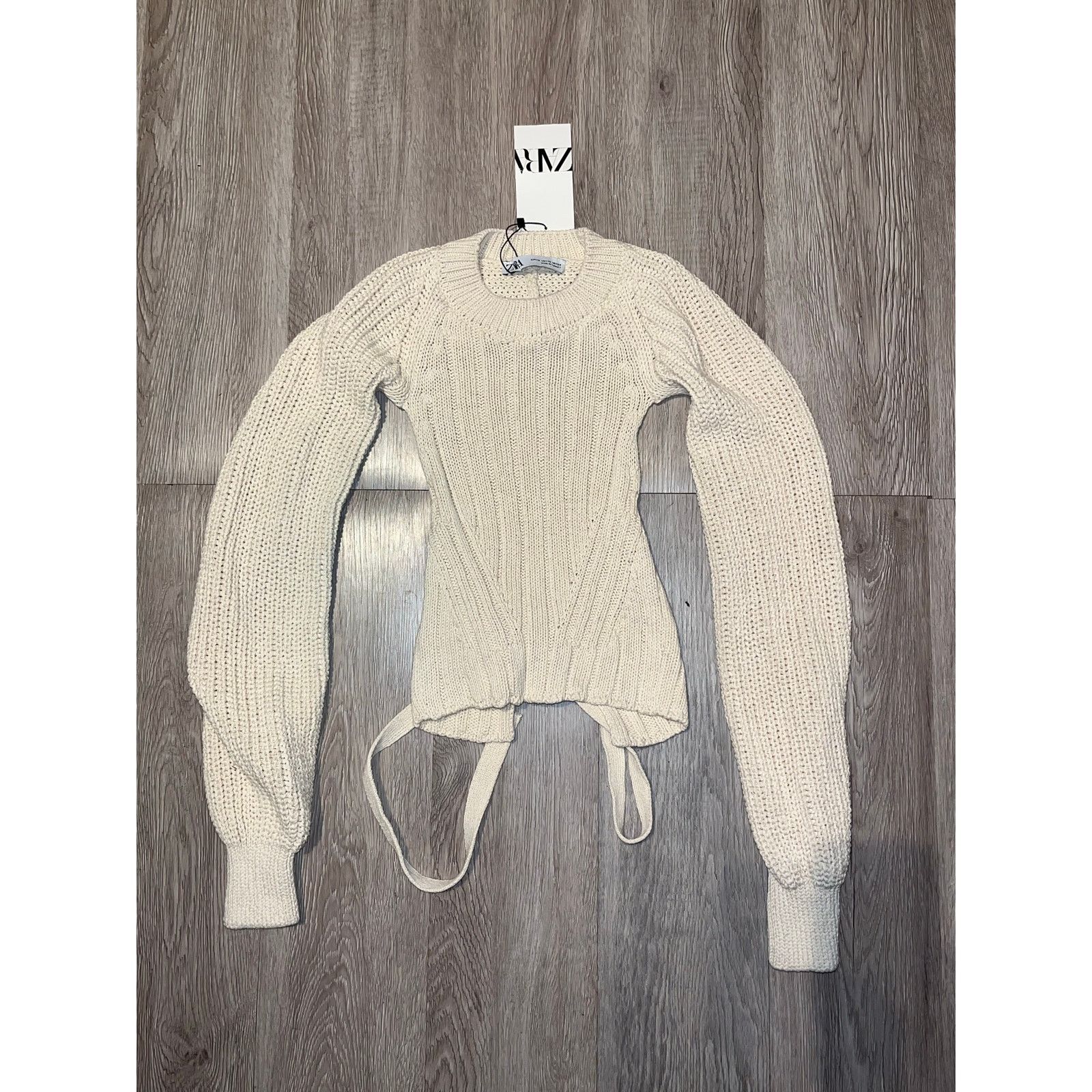 Zara ZARA - Open Back Knit Top / Beige / XS/ NWT Size XS / US 0-2 / IT 36-38 - 2 Thumbnail