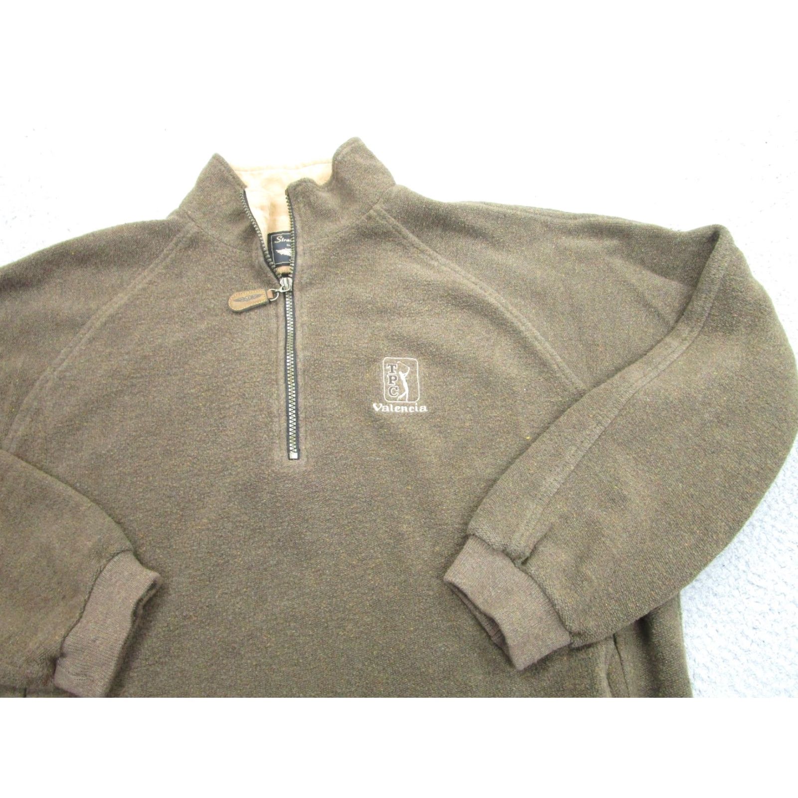 Vintage Straight Down Sweatshirt Mens Medium Brown 1/4 Zip Golf Fleece TPC Valencia Size US M / EU 48-50 / 2 - 2 Thumbnail